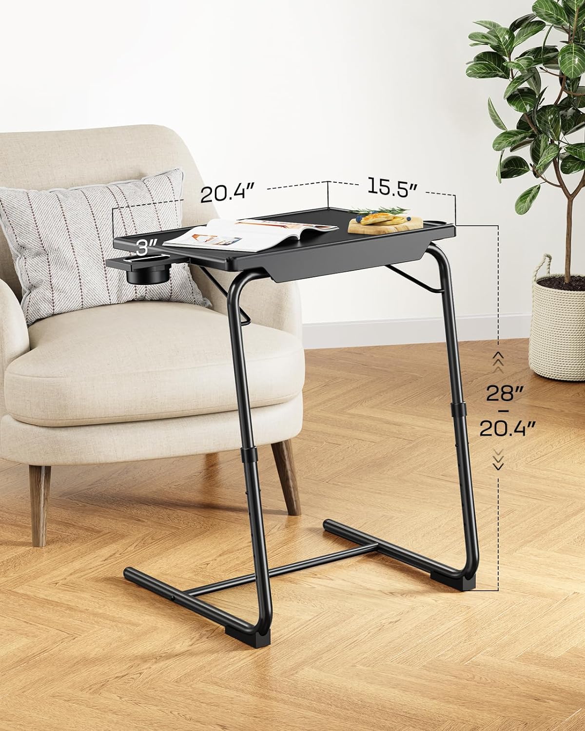 LORYERGO Multifunctional TV Tray Table - 2 Packs Adjustable TV Dinner Tray Tables with 6 Height & 3 Tilt Angle
