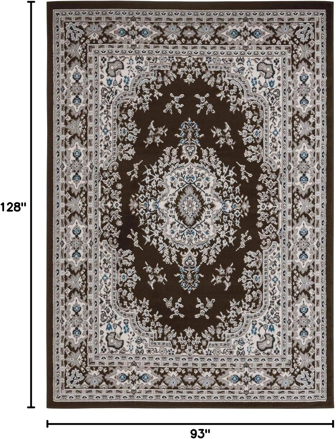 Home Dynamix Premium Sakarya Traditional Medallion Border Area Rug, Ivory/Brown, 7'9"x10'8" Rectangle