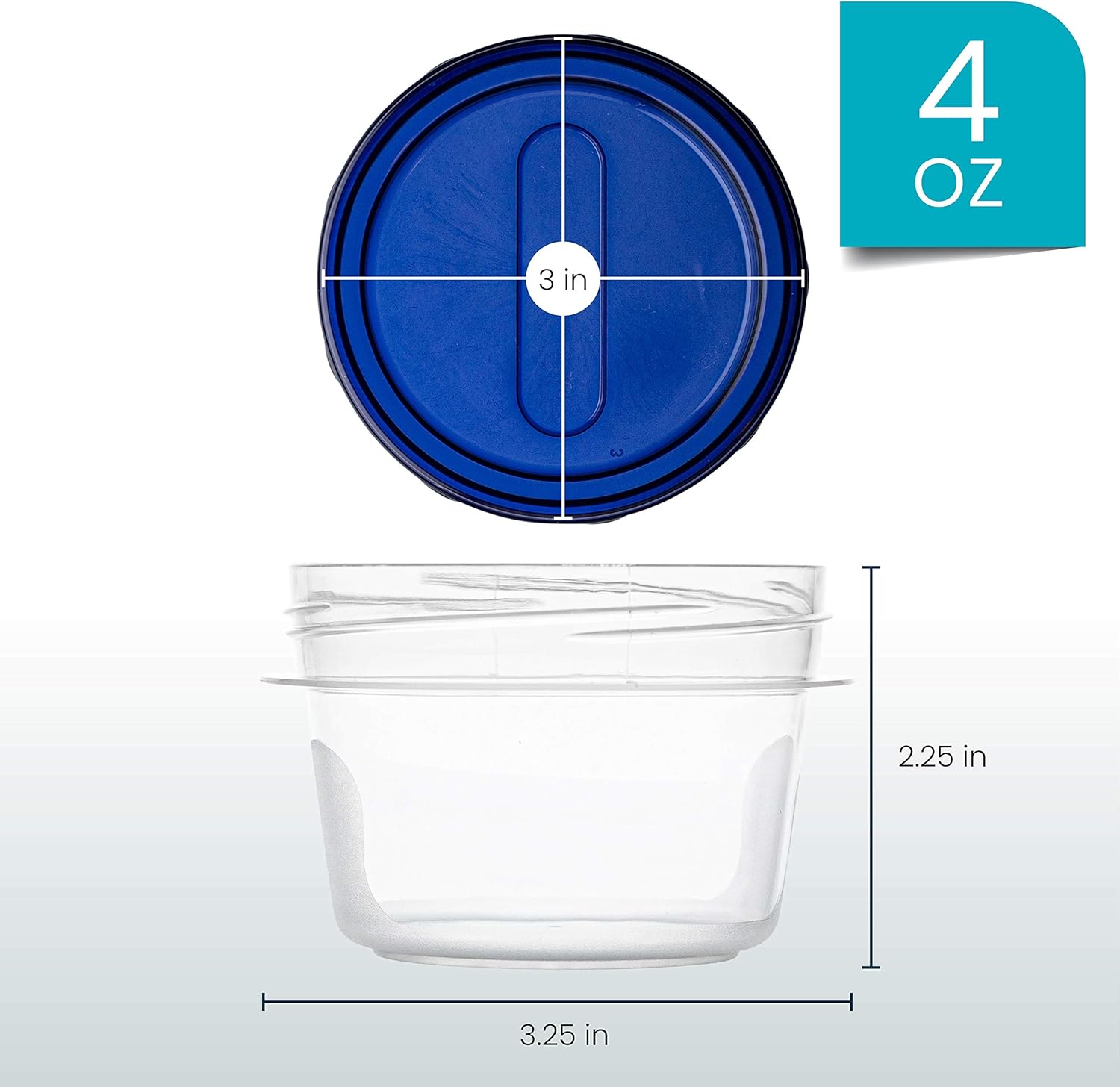 PLASTICPRO Twist Top Deli Containers Clear bottom With blue [32 oz 3 Pack]