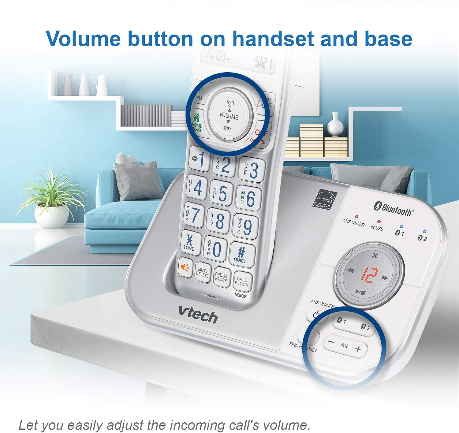 VTech VS112-27 2 Handset Cordless Phone with Answering Machine, Call Blocking, Caller ID, Intercom and Connect to Cell