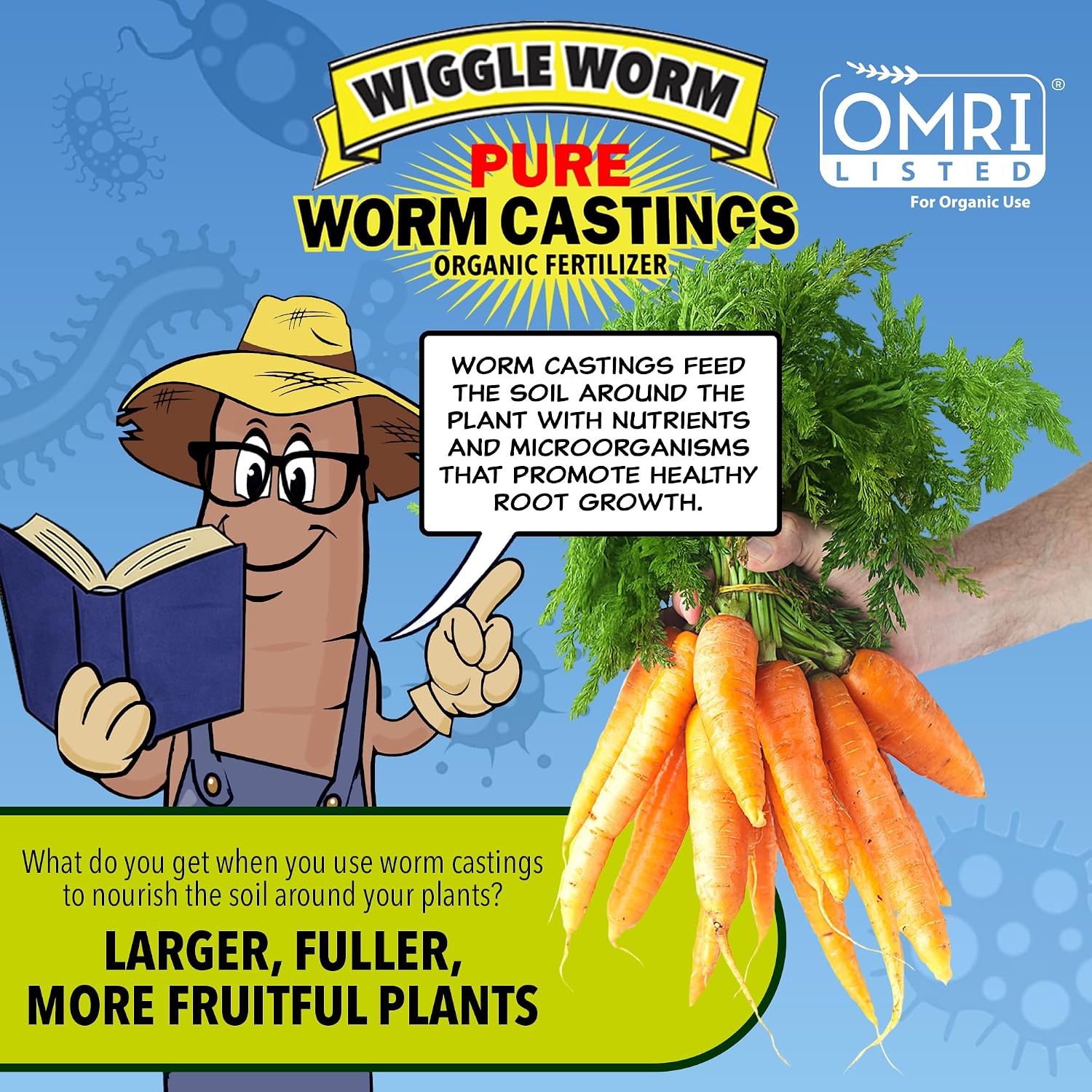 Wiggle Worm 100% Pure Organic Worm Casting Fertilizer, 30lb | Mineral-Dense Formula Improves Soil Fertility, Aeration & Healthy Root Growth for Houseplants & Vegetables