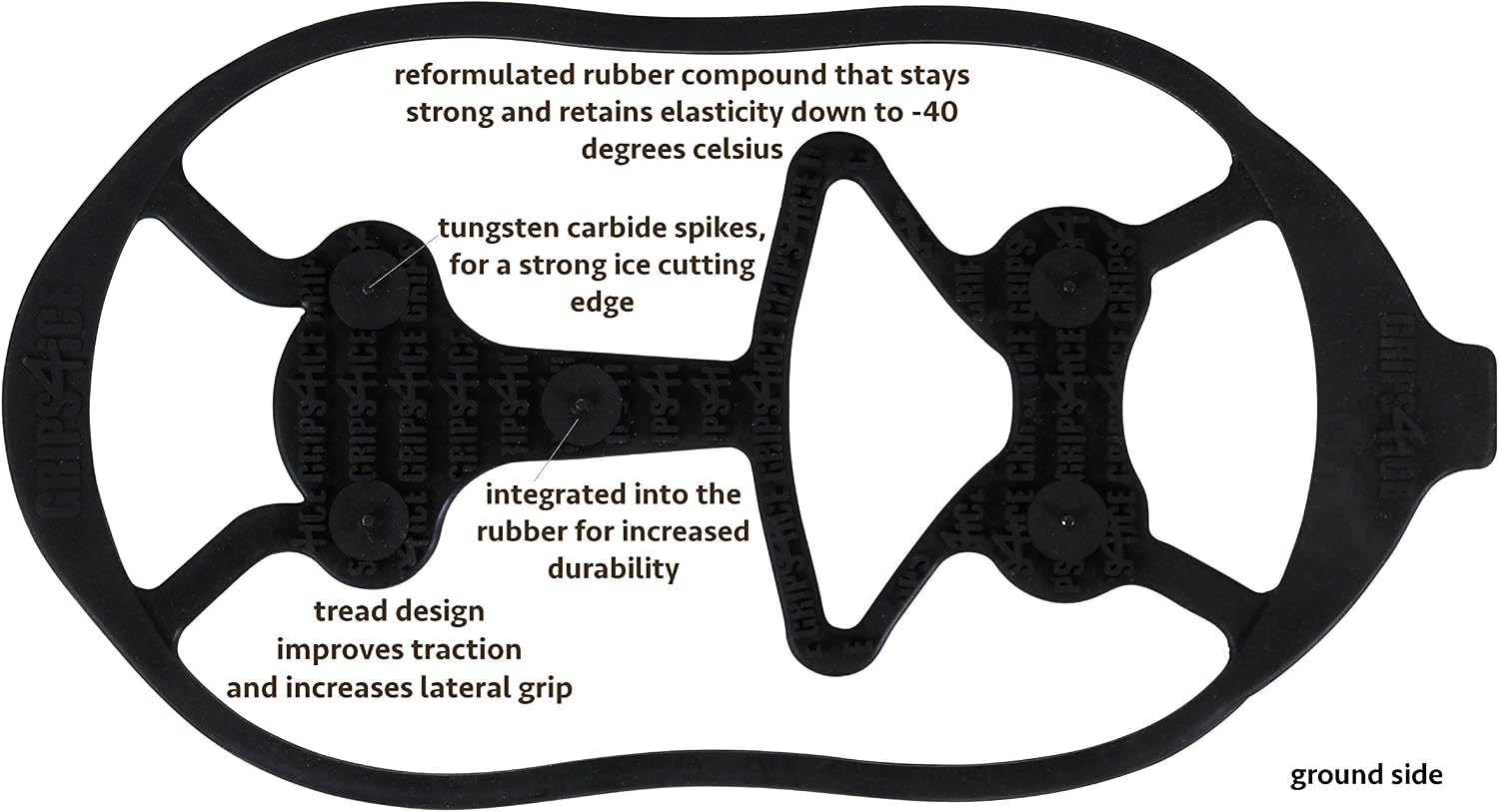 Snow Cleats Men‚Äö√Ñ√¥s 6-12 Black Tungsten Spikes Rubber