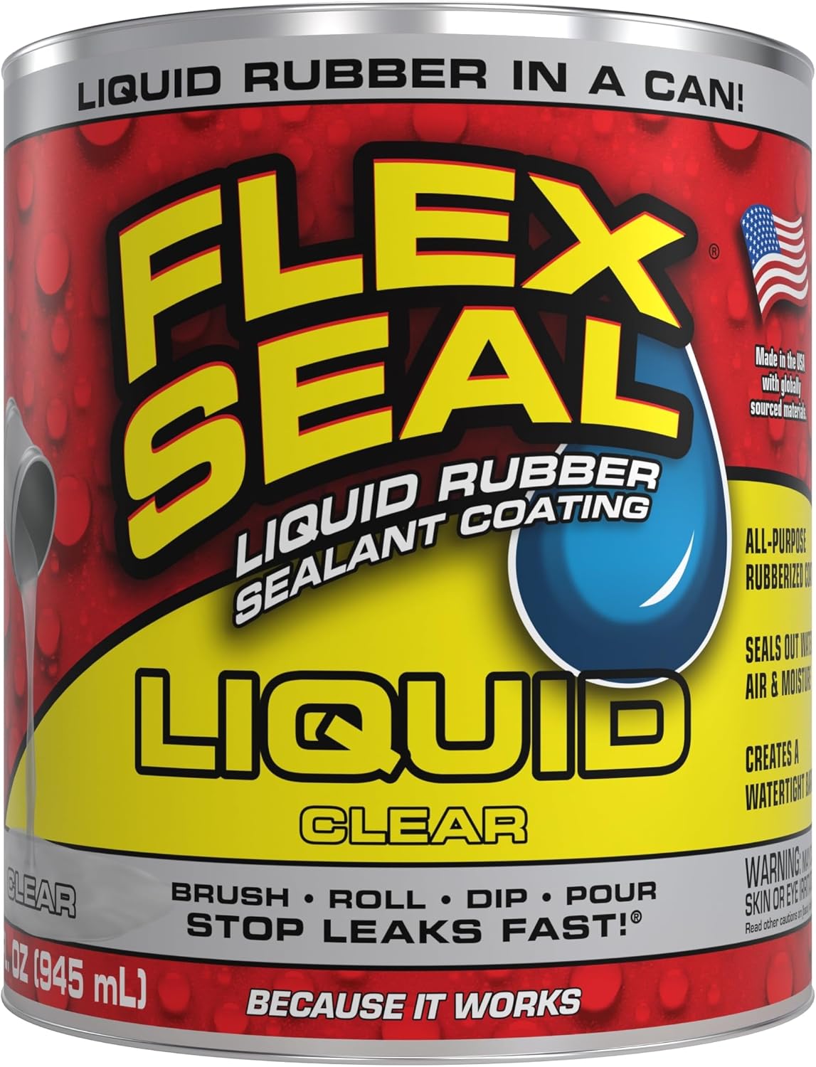 Flex Seal Liquid, Rubber Coating Sealant, Waterproof, Flexible, Breathable, and UV Resistant, Roof Repair, Basements, RV, Campers, Trailers, Marine
