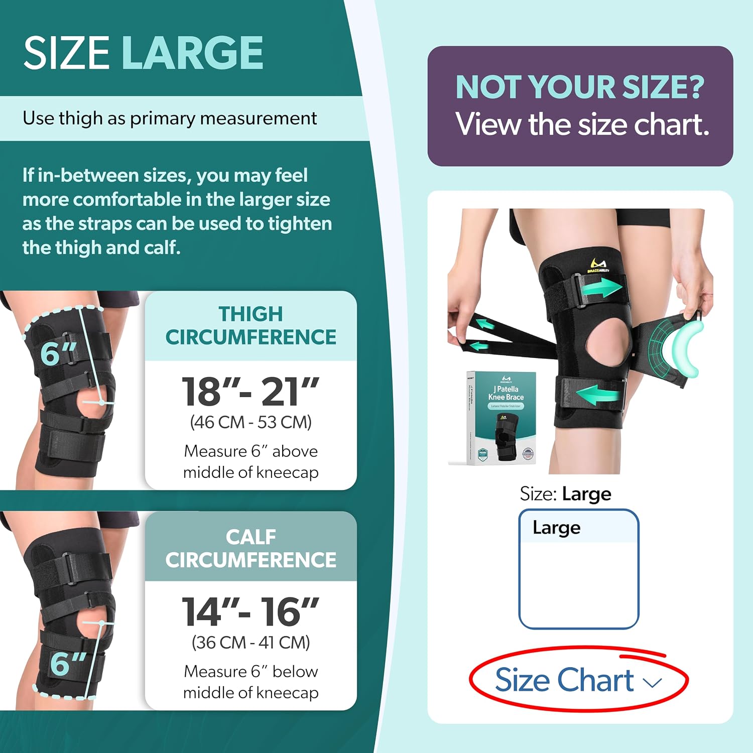 BraceAbility J Patella Knee Brace - Lateral Patellar Stabilizer with Medial and J-Lat Support Straps for Dislocation, Subluxation, Patellofemoral Pain