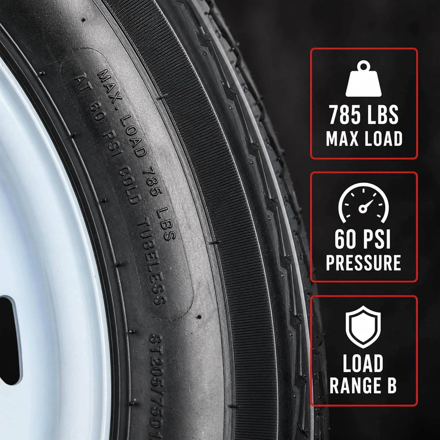 eCustomrim 2-Pack Trailer Tire Rim Assembly 4.80-12 480-12 4.80 5 Lug White | 12 Inch 5 Bolt on 4.5 Inch Center, Load Range B 4 Ply Tire