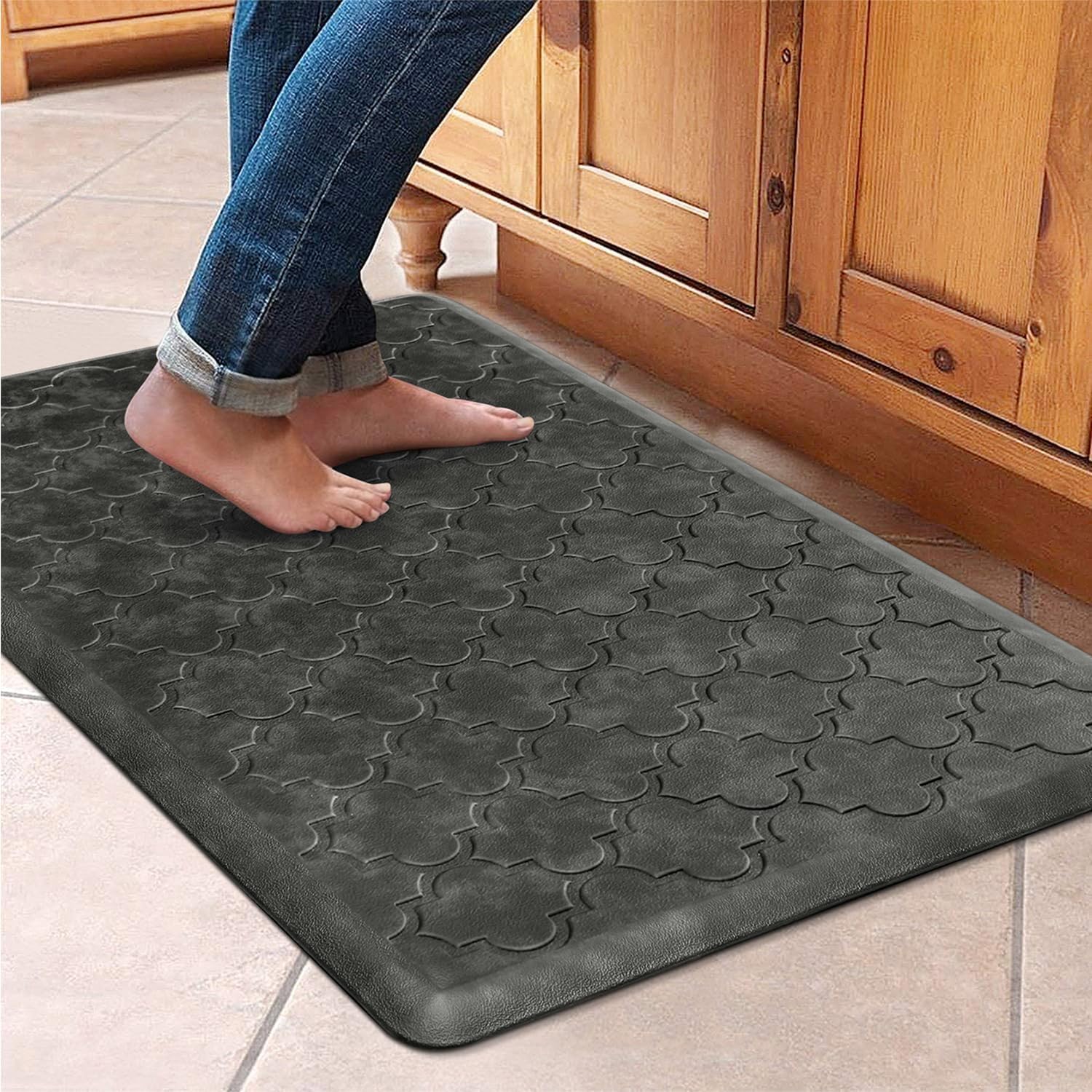 WISELIFE Kitchen Mat Cushioned Anti Fatigue Floor Mat, 17.3"x60", Thick Non Slip Waterproof Kitchen Rugs and Mats, Standing Mat for Floor, Home