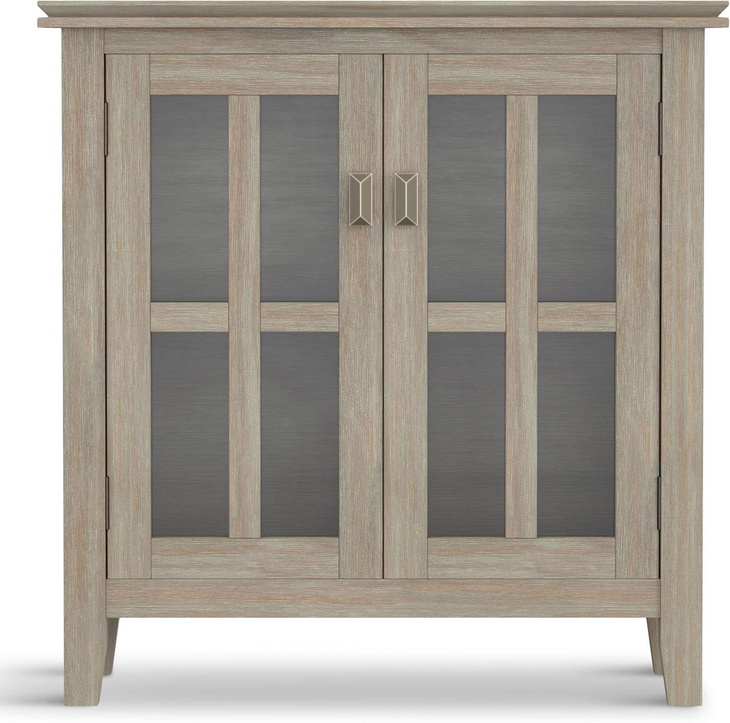 SIMPLIHOME Artisan 30" Wide Solid Wood Cabinet in Russet Brown
