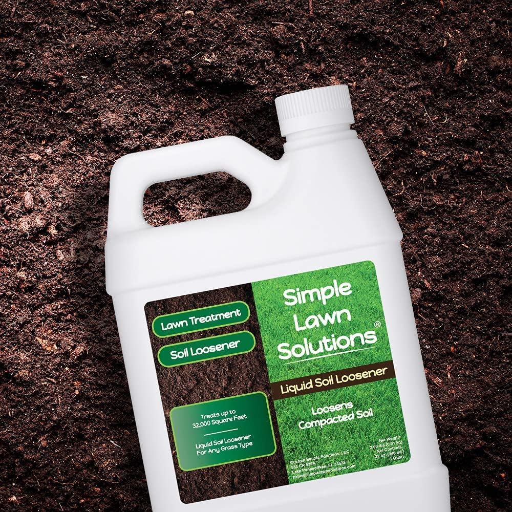 Liquid Soil Loosener- Soil Conditioner-Use alone or when Aerating with Mechanical Aerator or Core Aeration- Simple Lawn Solutions- Any Grass