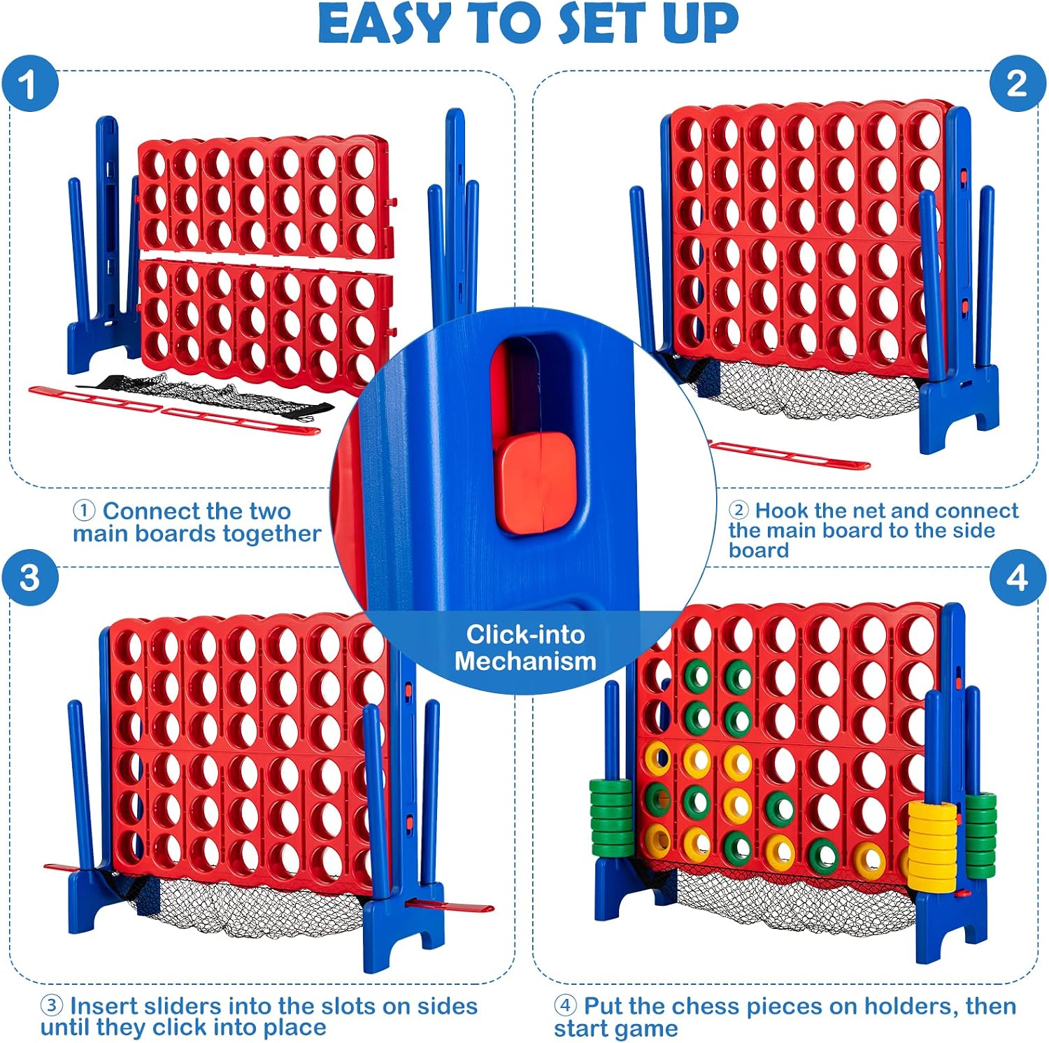 Costzon Giant 4-in-A-Row, Jumbo 4-to-Score Giant Game Set for Kids & Adults, Indoor Outdoor Yard Connect Game