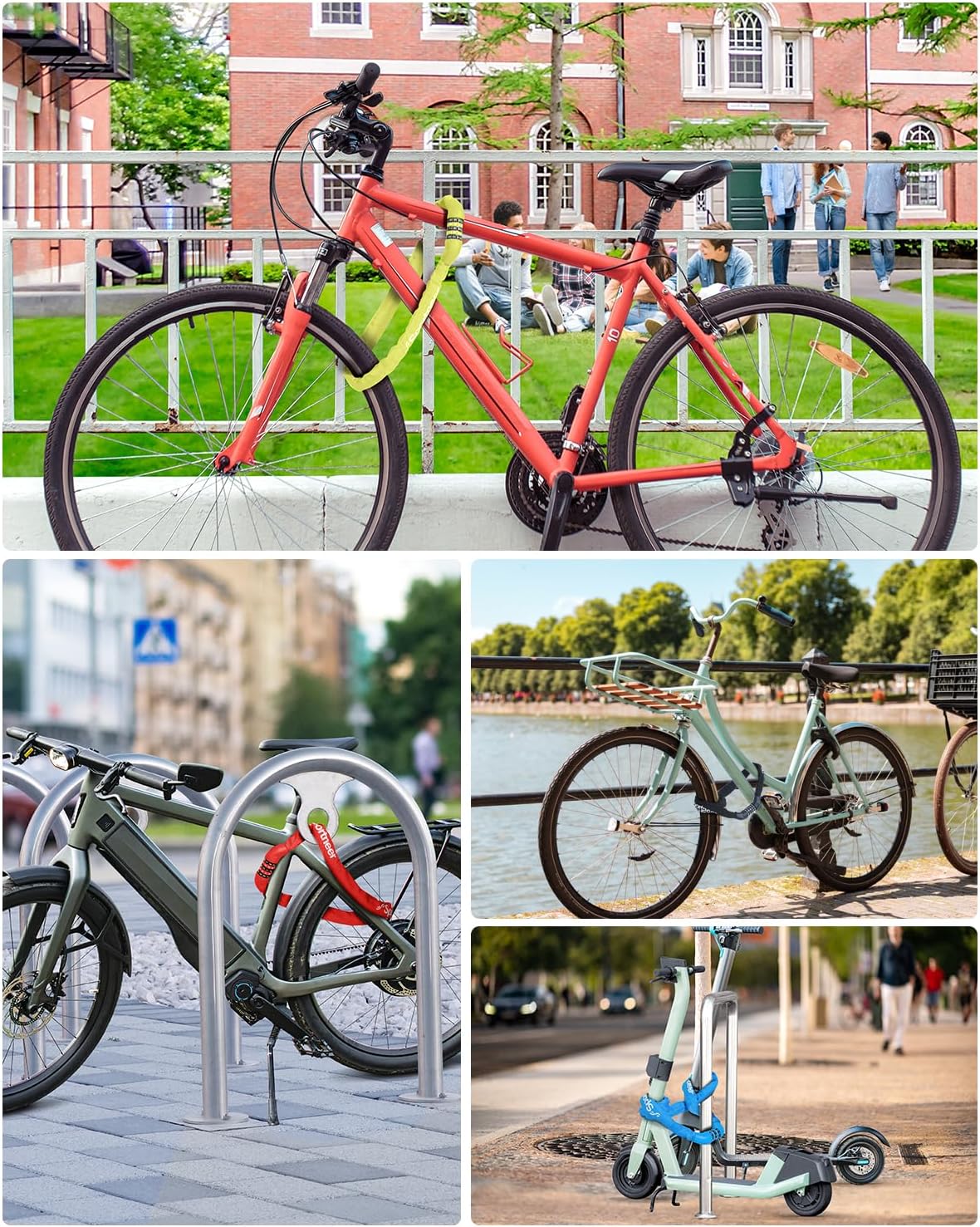 Sportneer Bike Lock: 5 Digit Combination High Security Anti Theft Bike Chain Lock - 3.2/3.6/4ft Heavy Duty Keyless Bicycle Lock for Bike, Motorcycle, Scooter, Door & Gate - 4/6mm Thick, Easy to Use