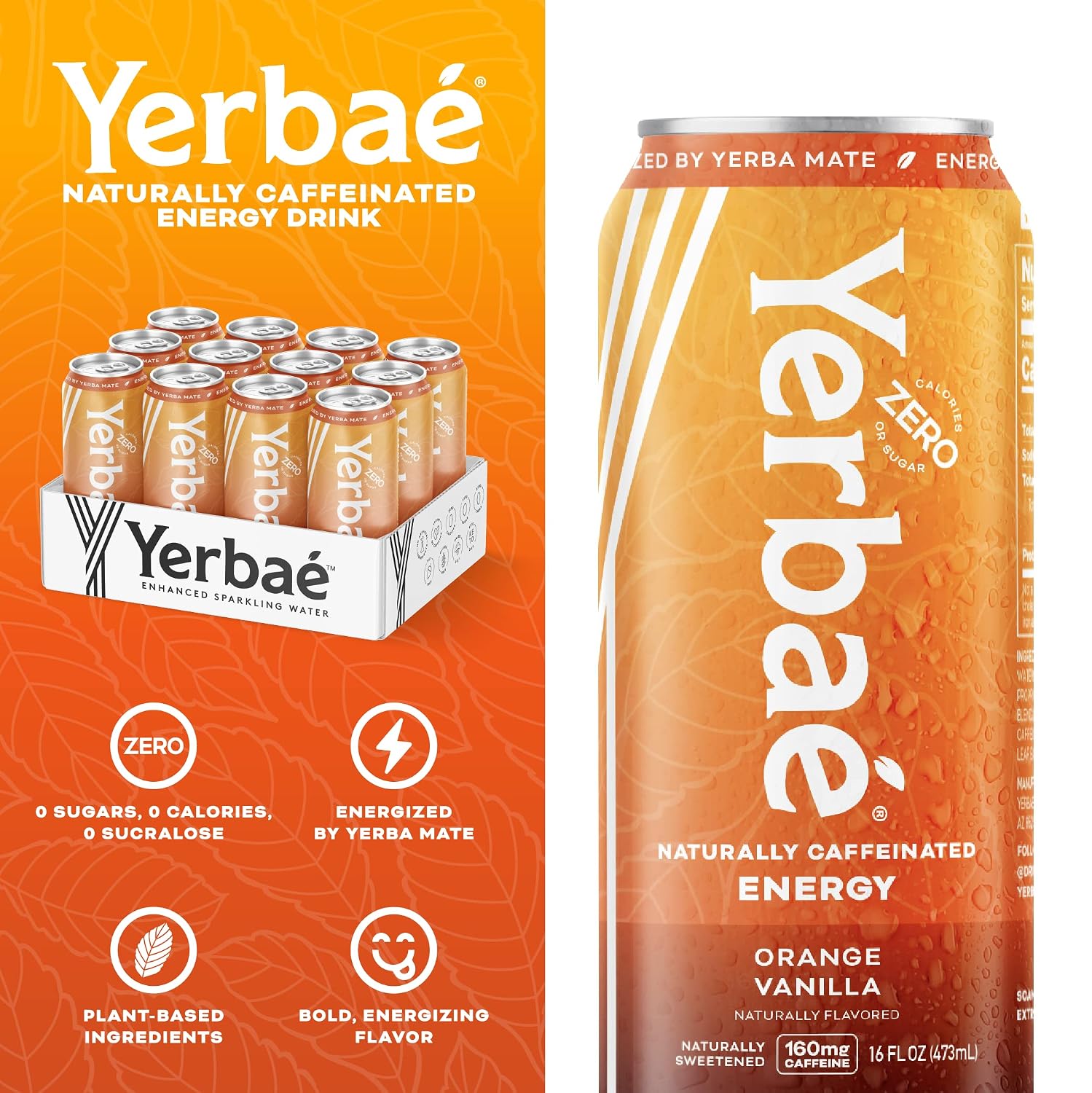 Yerbaé Energy Seltzer - Variety Performance Pack. No Sugar/Calories/Carbs. Energized by Yerba Mate Naturally Caffeinated Plant-Based, Healthy Alternative to Coffee/Sugary Sodas, Pack of 12, 12oz cans