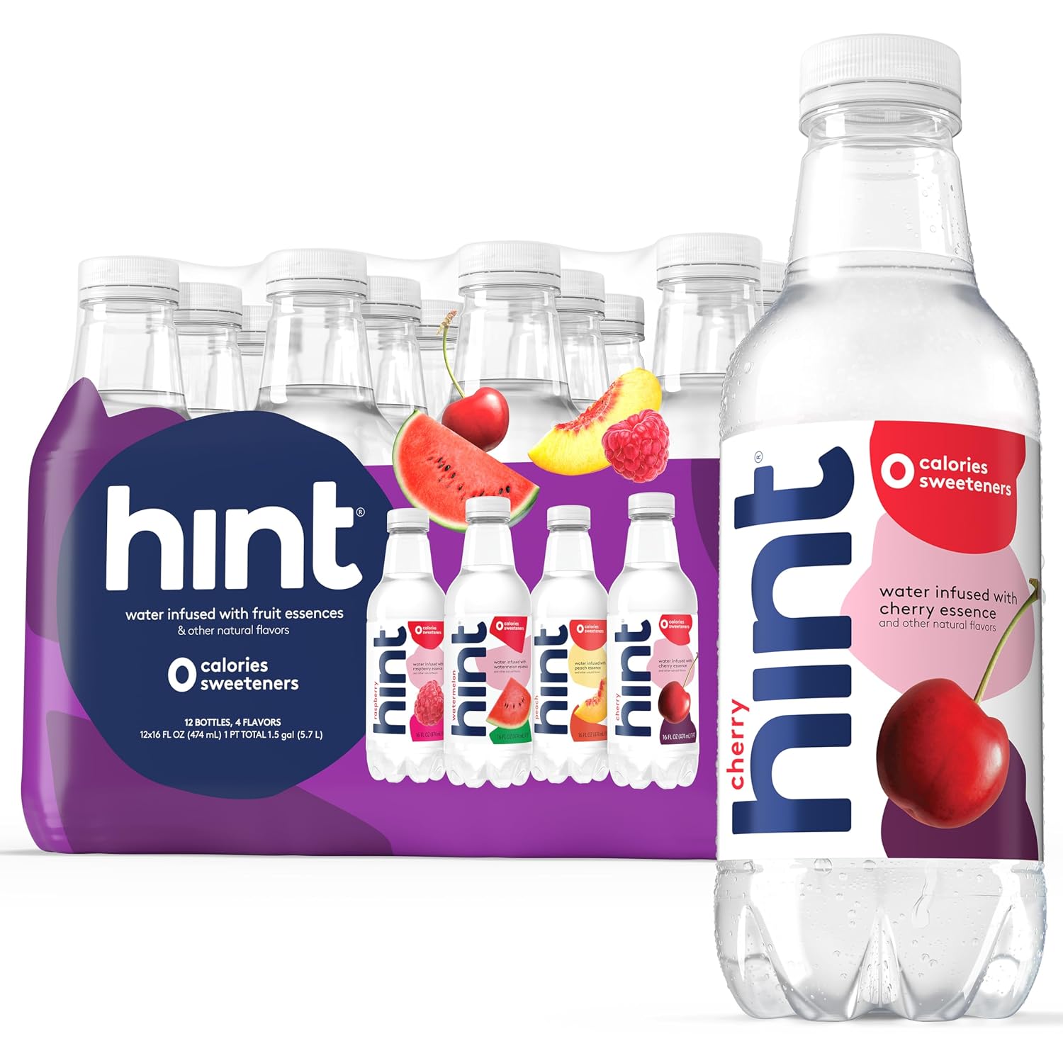 Hint Flavored Water Zero Sugar 0 Calories - Pineapple 16 FL Oz (12 pack) | Crisp, refreshing water, fruit flavors. 0 calories, 0 sugar, 0 sweeteners. Hydration for wellness. Gluten-free, Kosher, Vegan