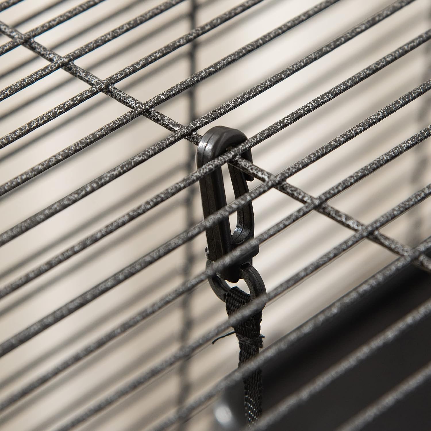 PawHut Metal Small Animal Cage, 4-Tiers Rolling Big Ferret Cage, Gray