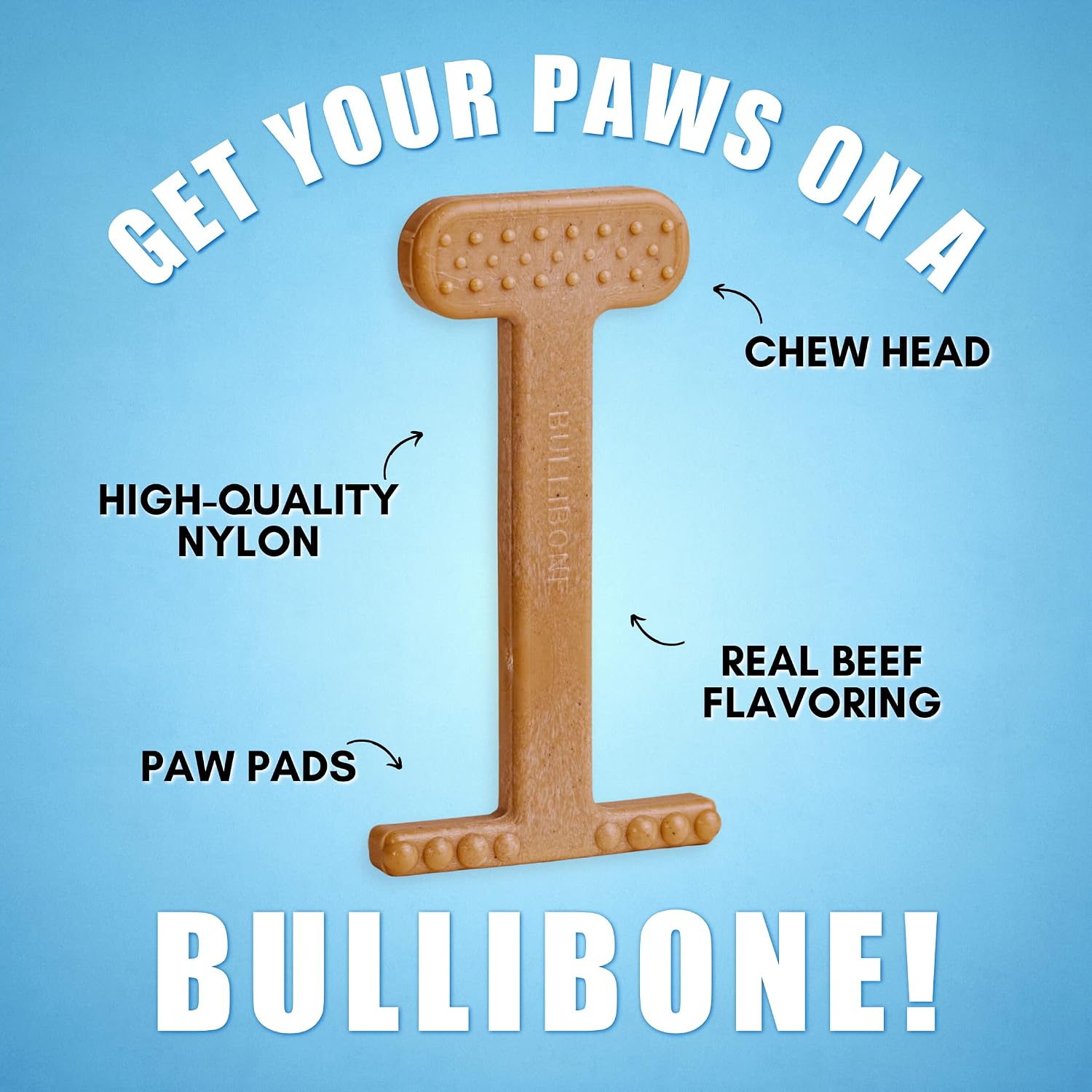 Bullibone Nylon Dog Chew Toy for Aggressive Chewers - Dental Hygiene Bone with Beef Flavor, Durable Tough Chew Toys for Small Dogs, Indestructible Dog Bone - 3 Pack