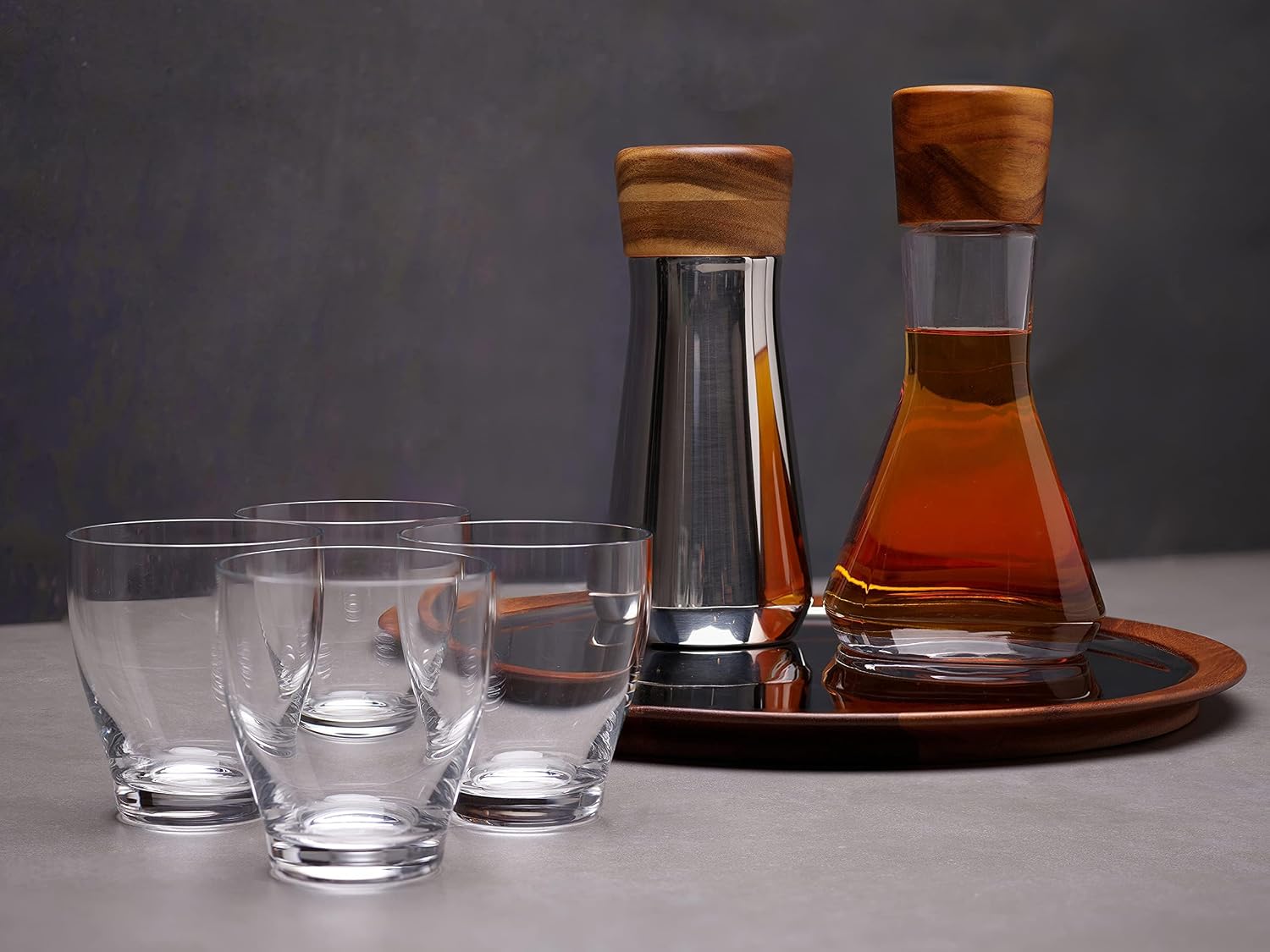 nambe Vie Decanter | Glass Wine Decanter Bottle for Bourbon, Brandy, Juice
