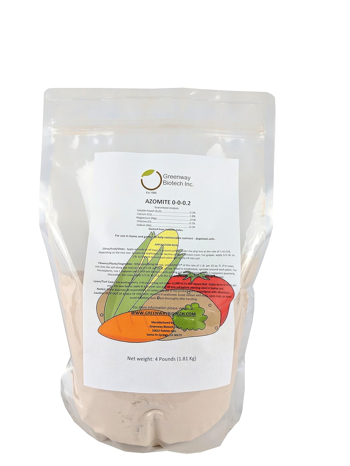 Greenway Biotech, Inc. Azomite Rock Dust Volcanic Ash Organic Fertilizer with Micronutrient & Trace Minerals- Natural Mineral Soluble Plant Fertilizers for Enhances & Increases Crop Yield (1 Pound)