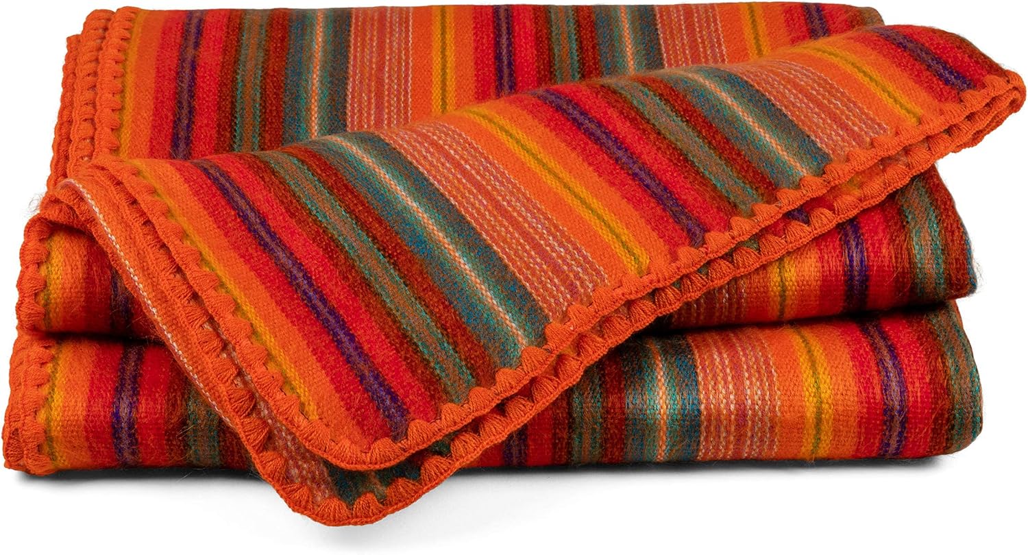 QISU Alpaca Wool Blanket Throw | Large, Beautiful, Warm, Variegated | 85 x 65 inches | Ultra-Soft, Hypoallergenic and Breathable | Non-Itchy or Scratchy Fabric (Green Variegated)