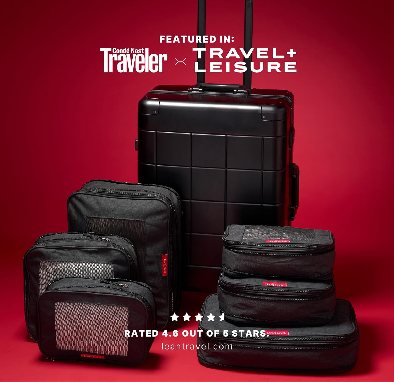 LeanTravel Premium Compression Packing Cubes for Travel - Suitcase Organizer Bags with Double Zipper & Breathable Mesh Panel - Space Saving Carry On Luggage Essentials (6-Pack, Grey)