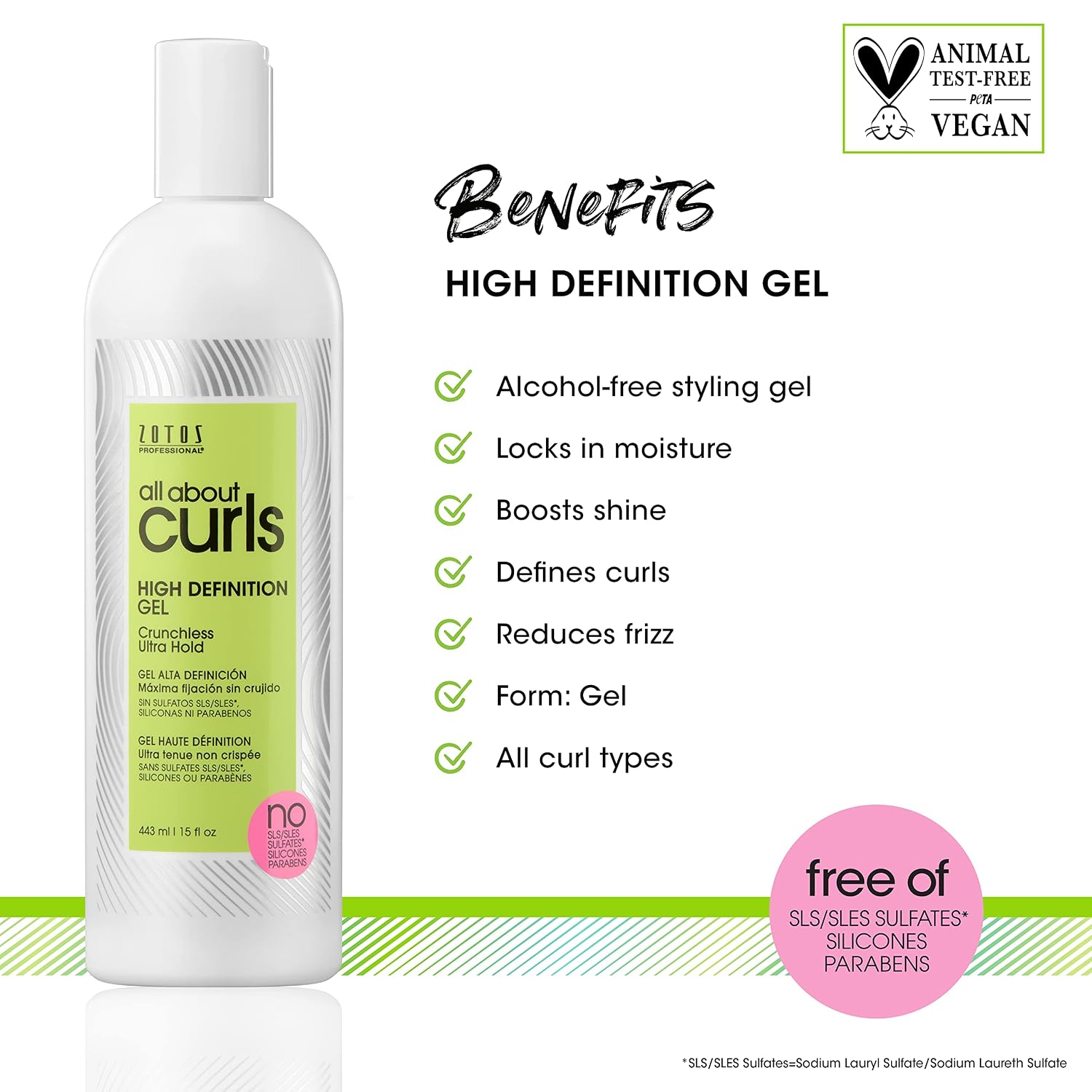 ALL ABOUT CURLS High Definition Gel | For Curly Hair Styling | Alcohol-Free | Moisturize, Define & Enhance Texture | Reduce Frizz & Boost Shine | Crunchless Ultra Hold | Vegan, Sulfate & Paraben Free