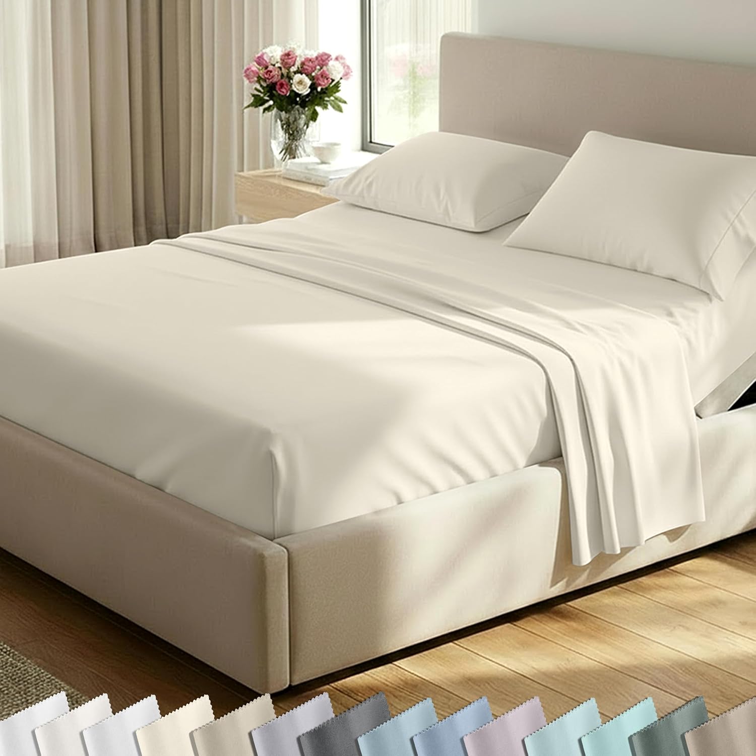 California Design Den Luxury 600 Thread Count Full Size Sheet Sets, Seafoam | 100% Cotton Sateen Backed by Good Housekeeping Seal, Soft & Smooth, 16" Deep Pocket, All-Around Elastic, Durable, Easy Care