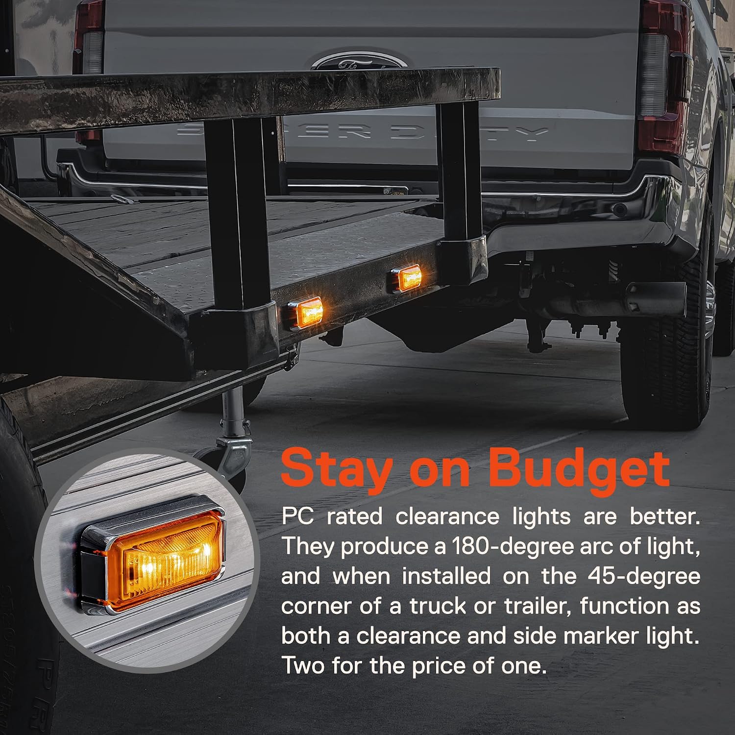 TRUE MODS 2pc 2.5" Amber Rectangle LED Trailer Marker Lights for Truck RV