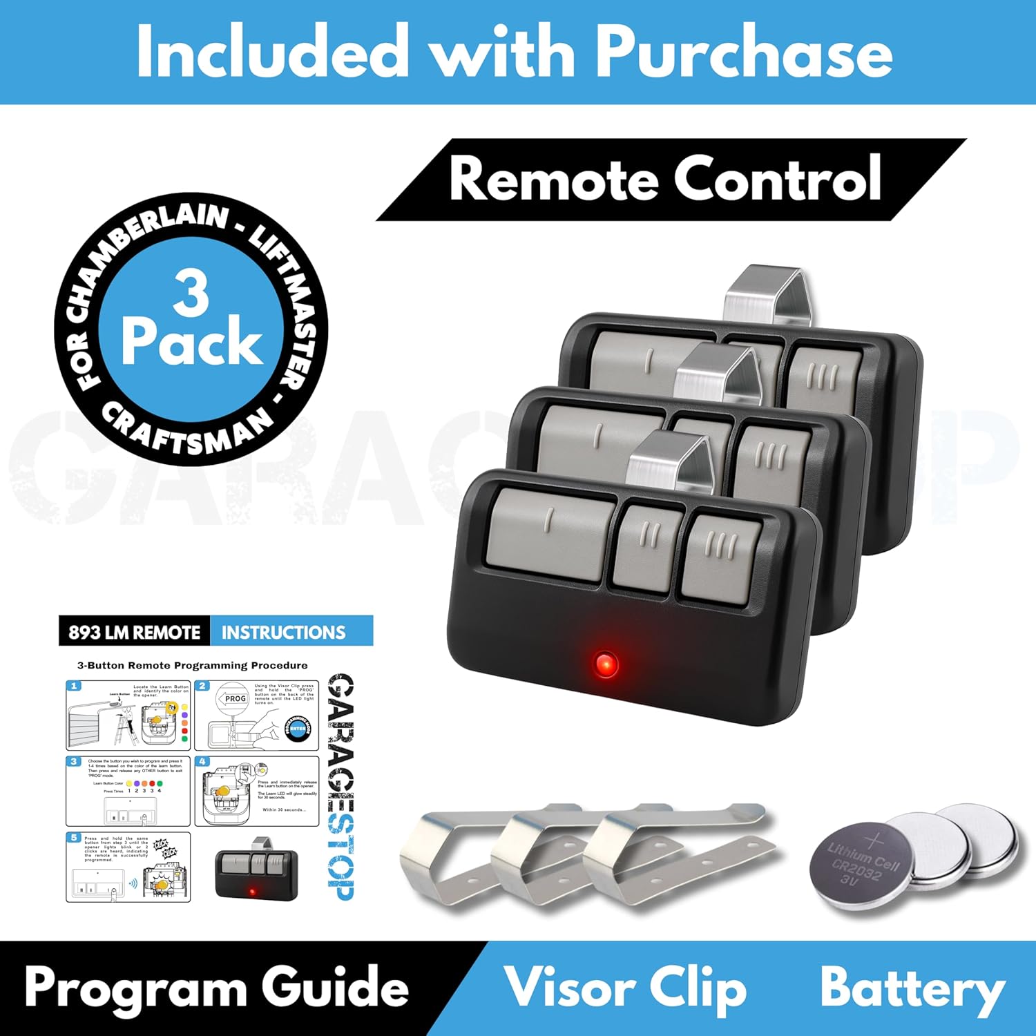 2X for LiftMaster Chamberlain Craftsman Universal Garage Door Opener Remote