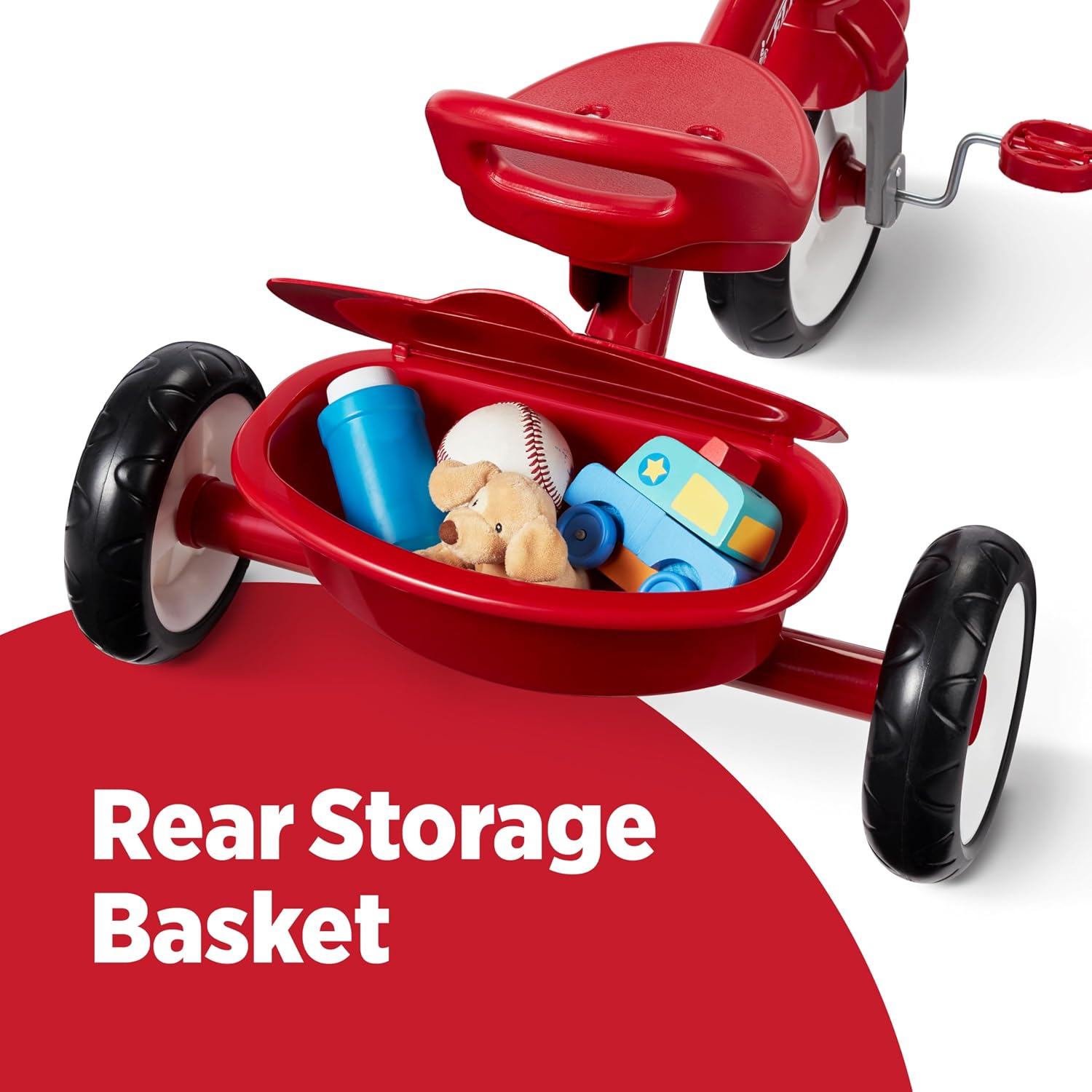 Radio Flyer Red Rider Trike, for Ages 2.5-5, Toddler Tricycle | Quiet Ride Wheels, Comfort Grip Handlebars, Easy Carry Seat Handle, Covered Storage Bin, (Amazon Exclusive)