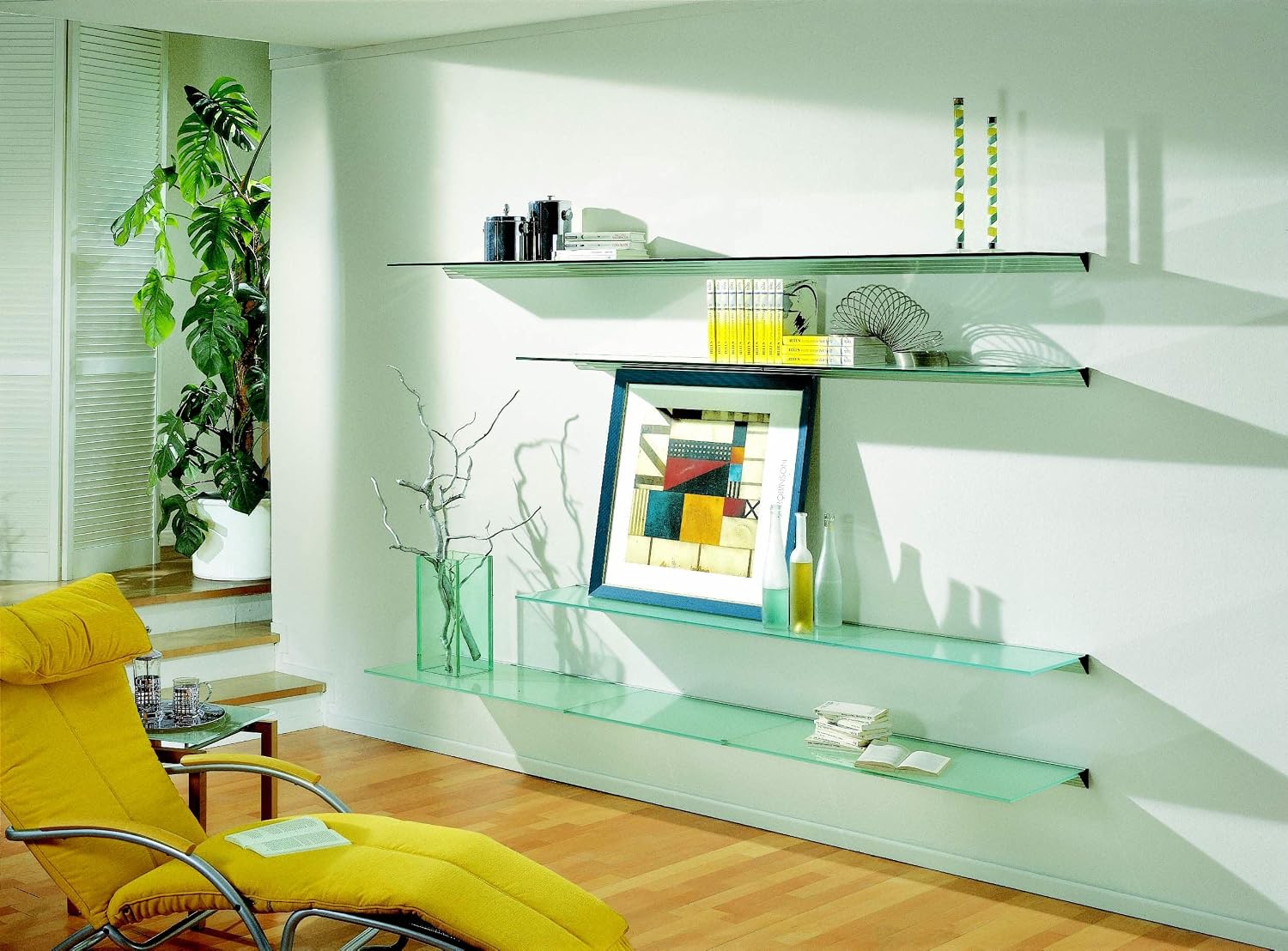 LTL Home Products GL9020CLKIT Wallscapes Glacier Floating Glass Wall Shelf Kit, 8" x 36", Clear Glass