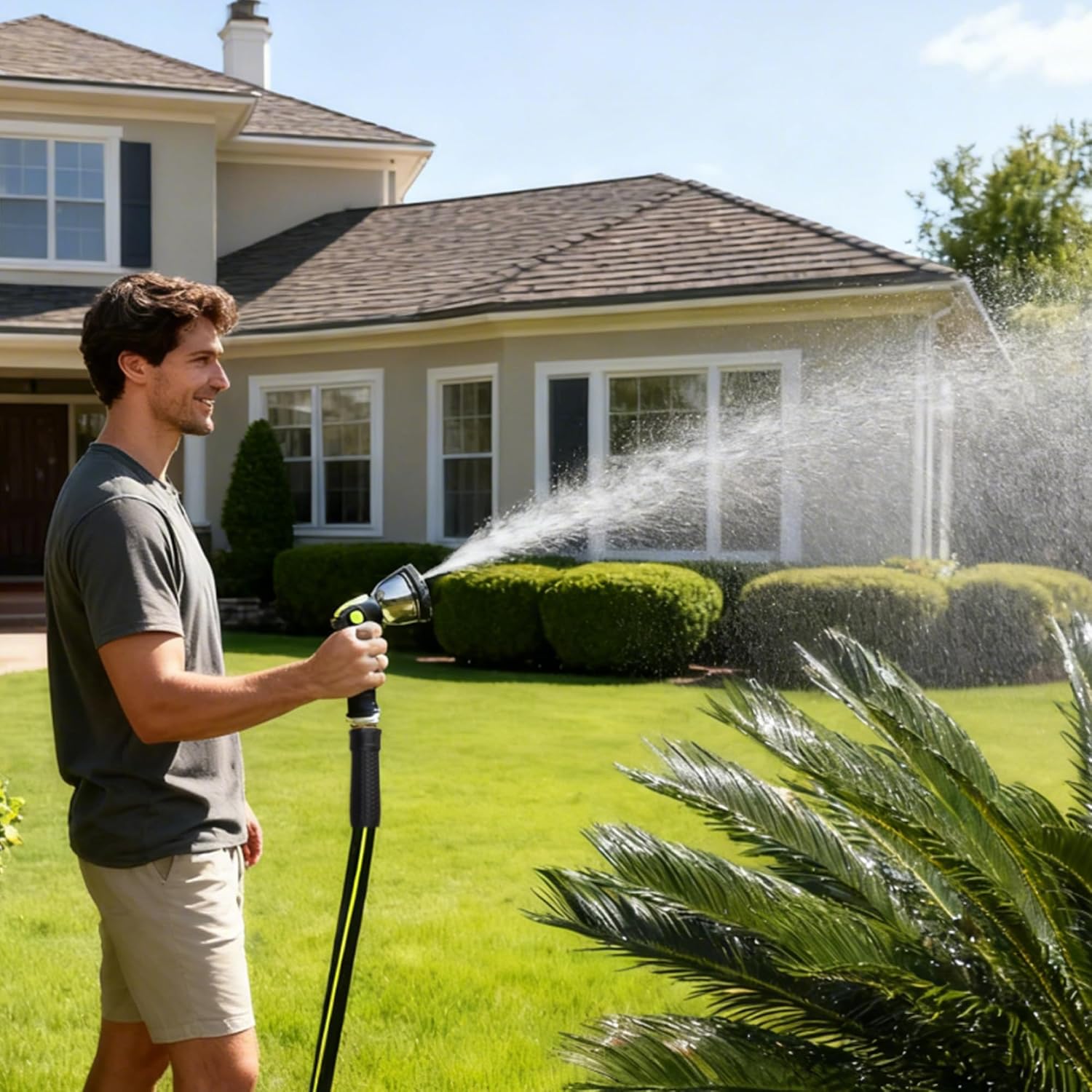 Worth Garden Hose 3/4 in. x 50 ft. - Heavy Duty Lightweight PVC Water Hose - Flexible, No Kink, Leakproof, Male to Female Fittings - 200PSI Work & 500PSI Burst, for Lawn, Gardening & Commercial Use