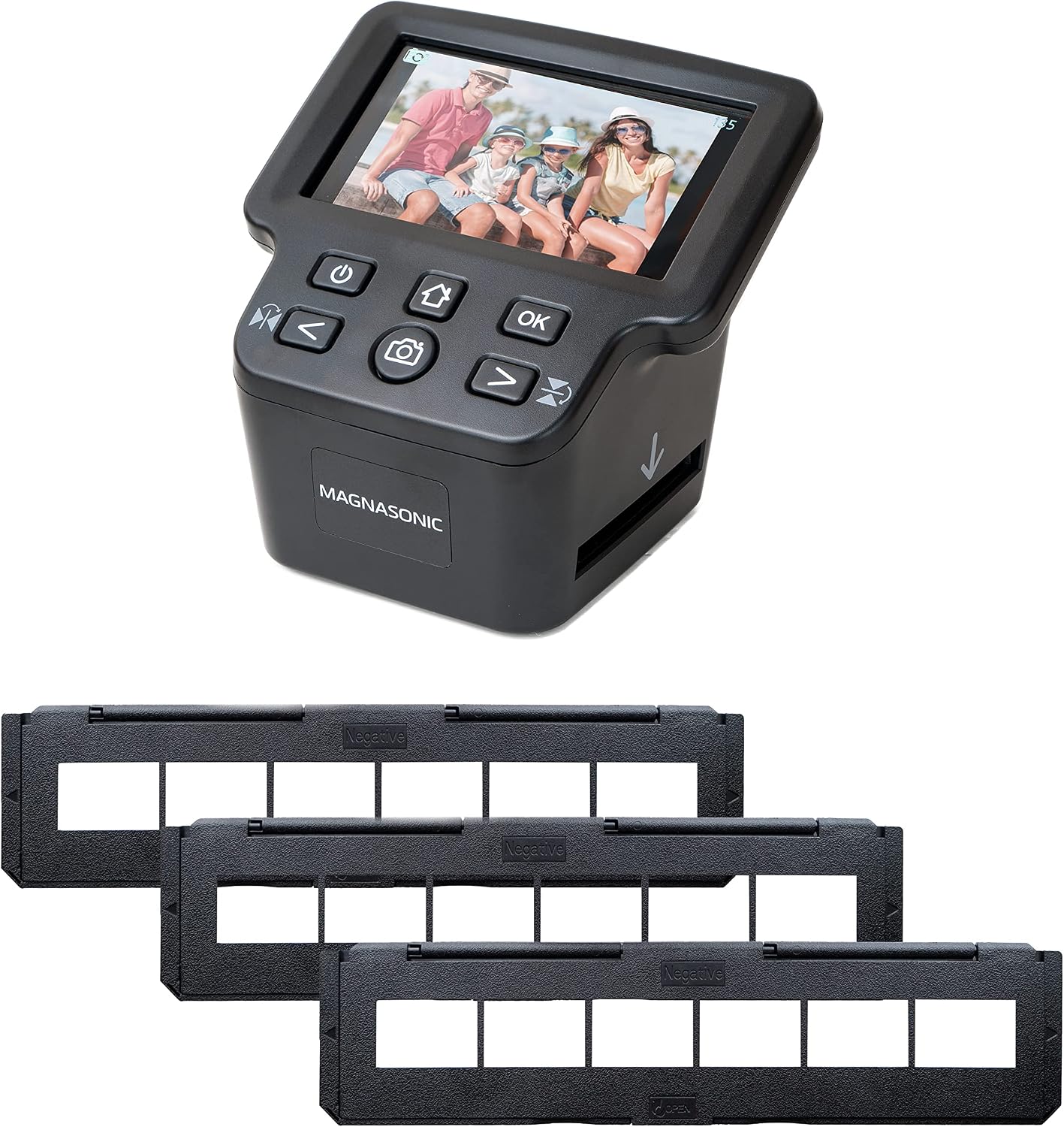 Magnasonic All-in-One 24MP Film Scanner with Large 5" Display & HDMI, Converts 35mm/126/110/Super 8 Film & 135/126/110 Slides into Digital Photos