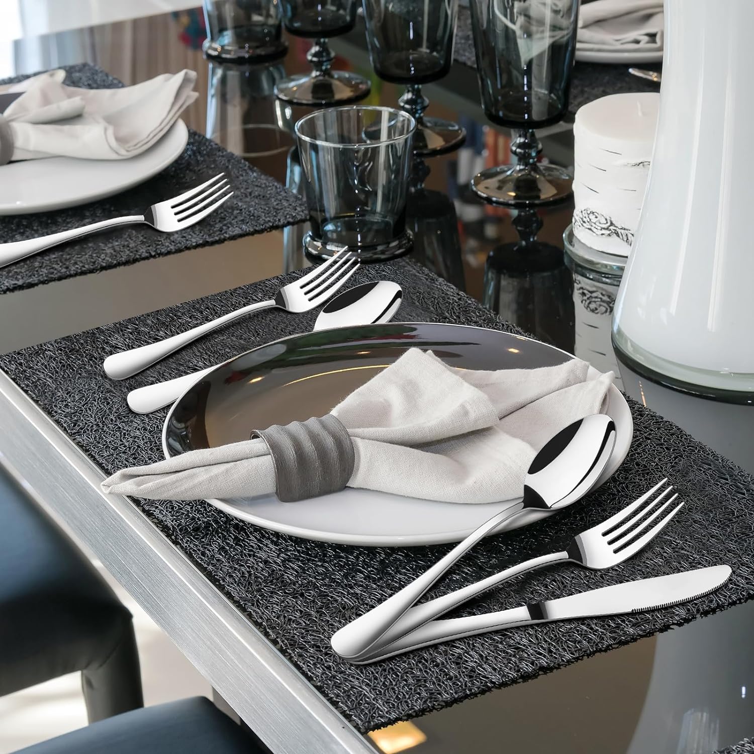 Silverware Set for 8, 40 Piece Stainless Steel Flatware Utensil Cutlery Set