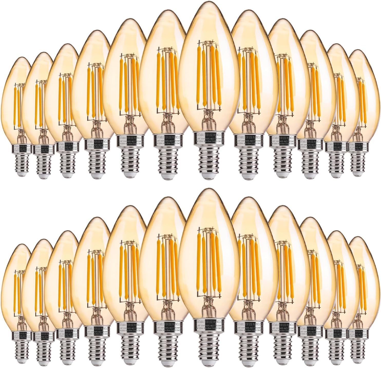 60W Equivalent LED Chandelier Light Bulbs, Dimmable, E12 Base, Clear B11 LED Filament Candelabra Bulbs, 2700K Soft White, 6 Pack