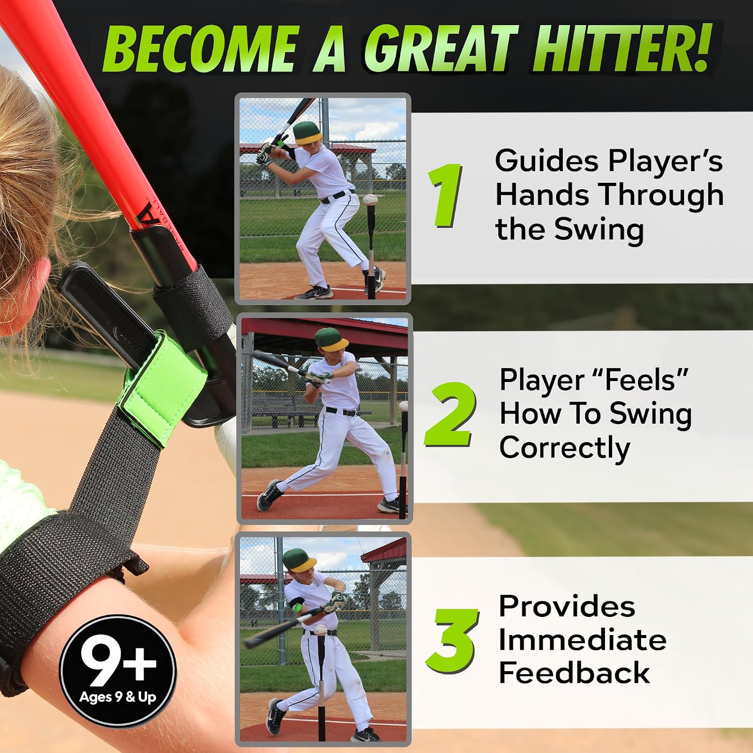 Baseball/Softball Hitting Trainer – Swing Trainer Aid for Batting & Hitting Practice – Baseball Training Equipment to Improve Bat Speed