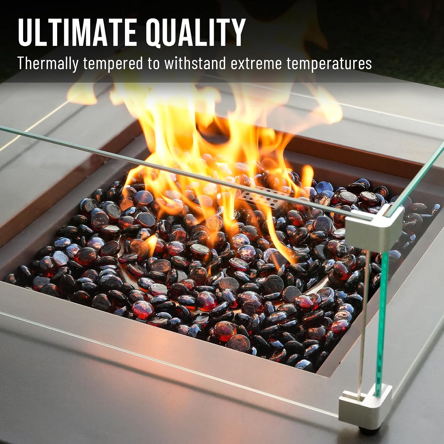 Skyflame 10-Pound Fire Glass Beads for Fire Pit Fireplace, Onyx Black