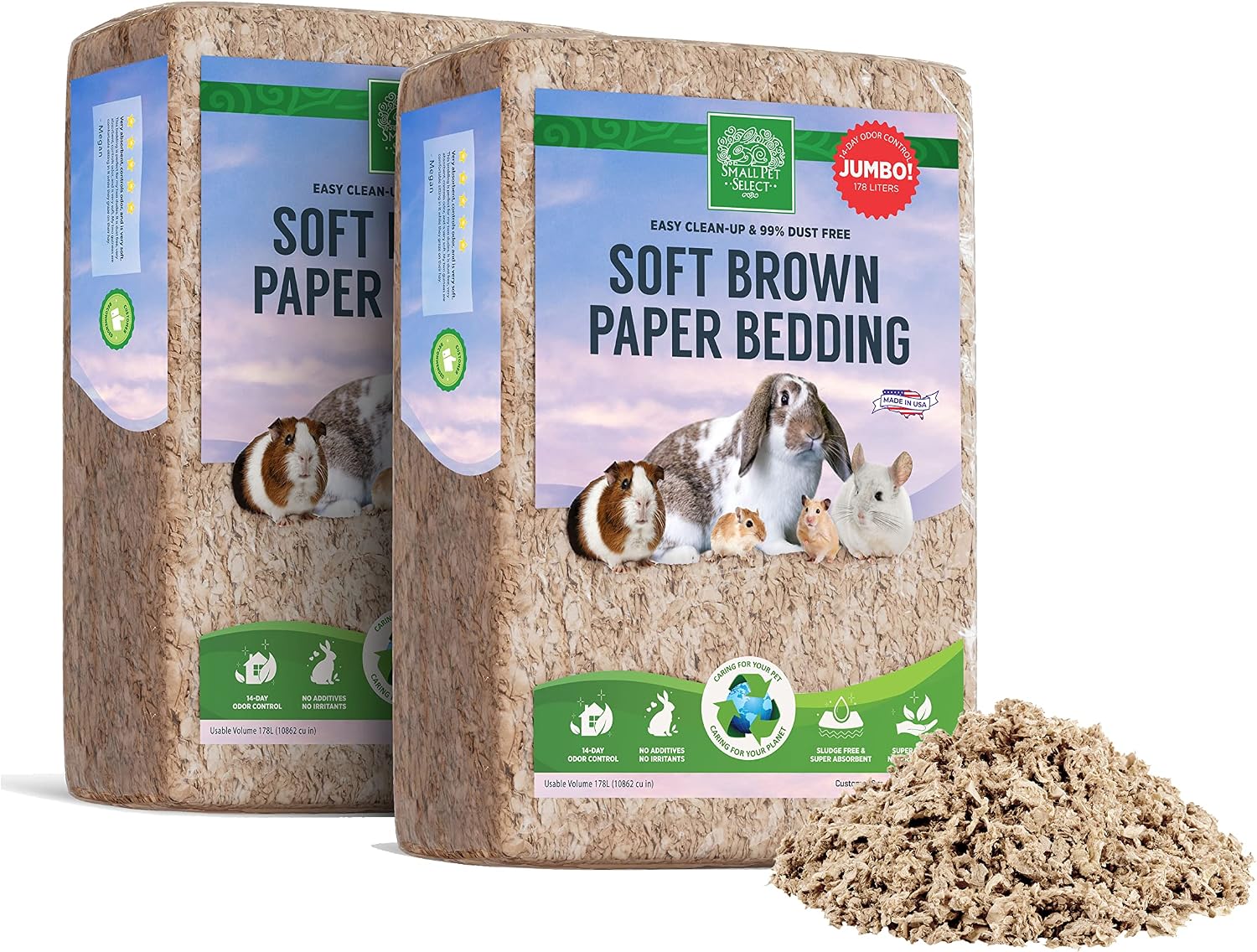 Small Pet Select Premium Soft Paper Bedding, Beige, 56 L | Natural Absorbent Bedding, Odor Control, Made in USA, For Indoor & Outdoor Rabbits, Guinea Pigs & Small Pets