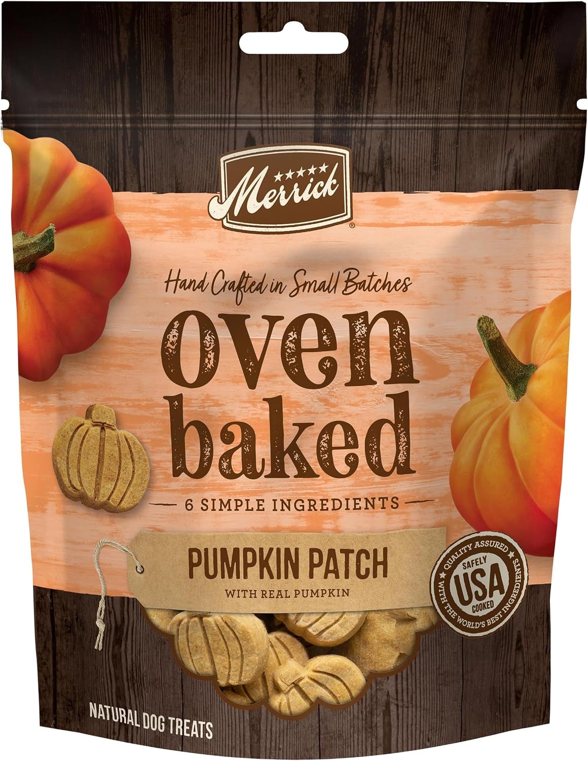 Merrick Oven Baked Dog Treats, Natural and Crunchy Bag of Treats, Pumpkin Patch with Real Pumpkin Snack
