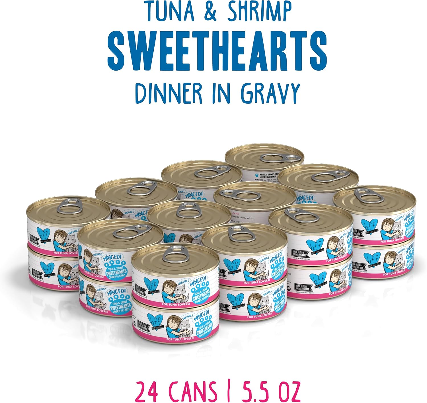 Weruva BFF Minced Natural Wet Cat Food, Batch O Besties Variety Pack, 5.5oz Can, Pack of 8