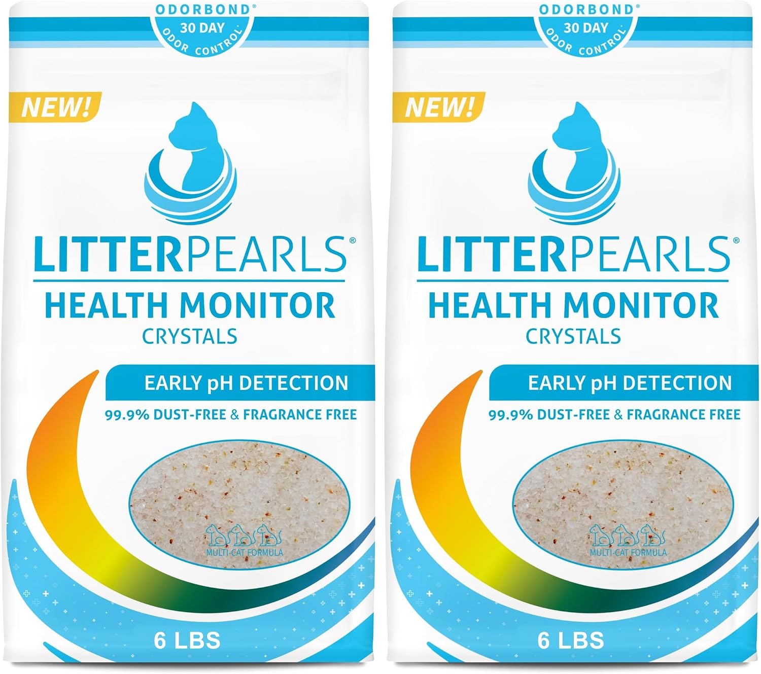 Litter Pearls Micro Crystals Unscented Non-Clumping Crystal Cat Litter with Odorbond, 7 lb, White, Clear and Blue Crystals (LPMC7)
