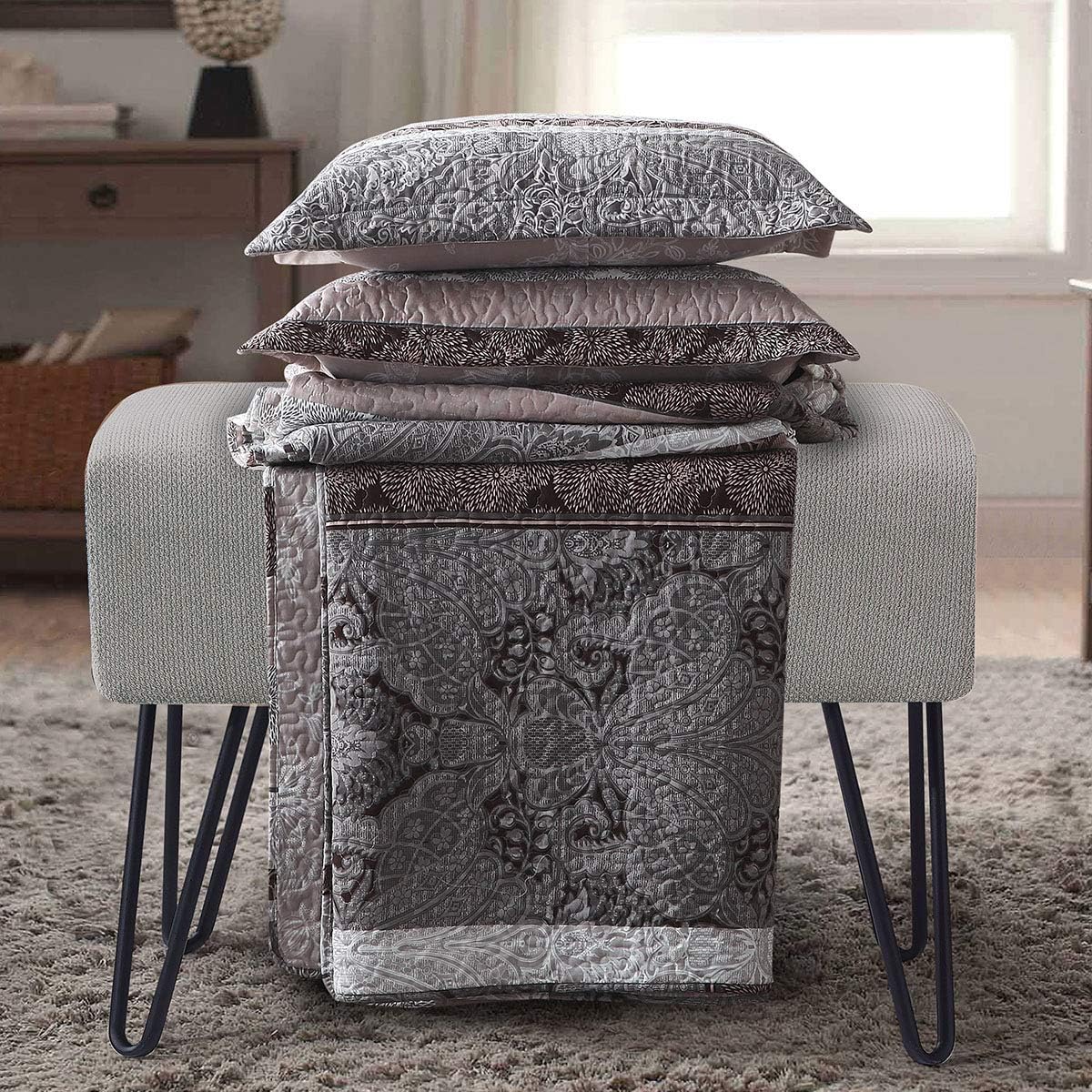 Royal Hotel Ayat Birds Oversized Coverlet Set Queen Size – Luxury Queen Quilt Bedspread, All Season Soft Filled Quilts