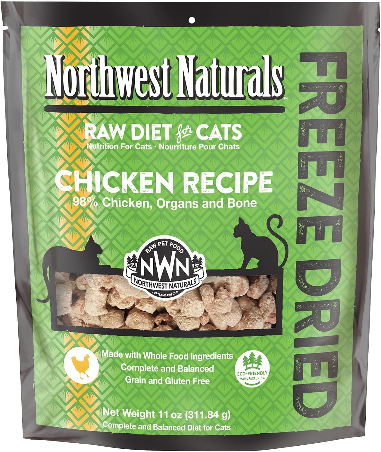 Northwest Naturals Freeze-Dried Turkey Cat & Kitten Food – Bite-Sized Nibbles – Healthy, Limited, Human-Grade Ingredients, All-Natural, High-Protein Raw Diet – Complete & Balanced, Made in USA, 11 oz