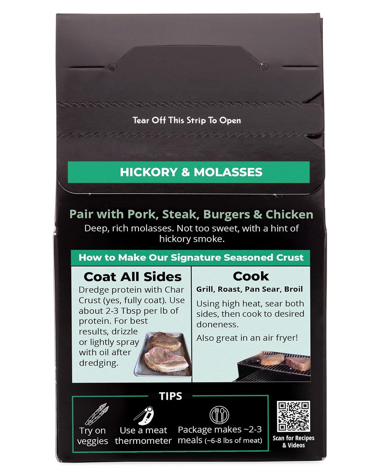 Char Crust Dry-Rub Seasonings Original Hickory Grilled | All-in-one seasonings | Perfect for Steaks, Burgers, Ribs, Tuna | Signature Crust that Seals in the Juices, 4 Ounce (Pack of 6)
