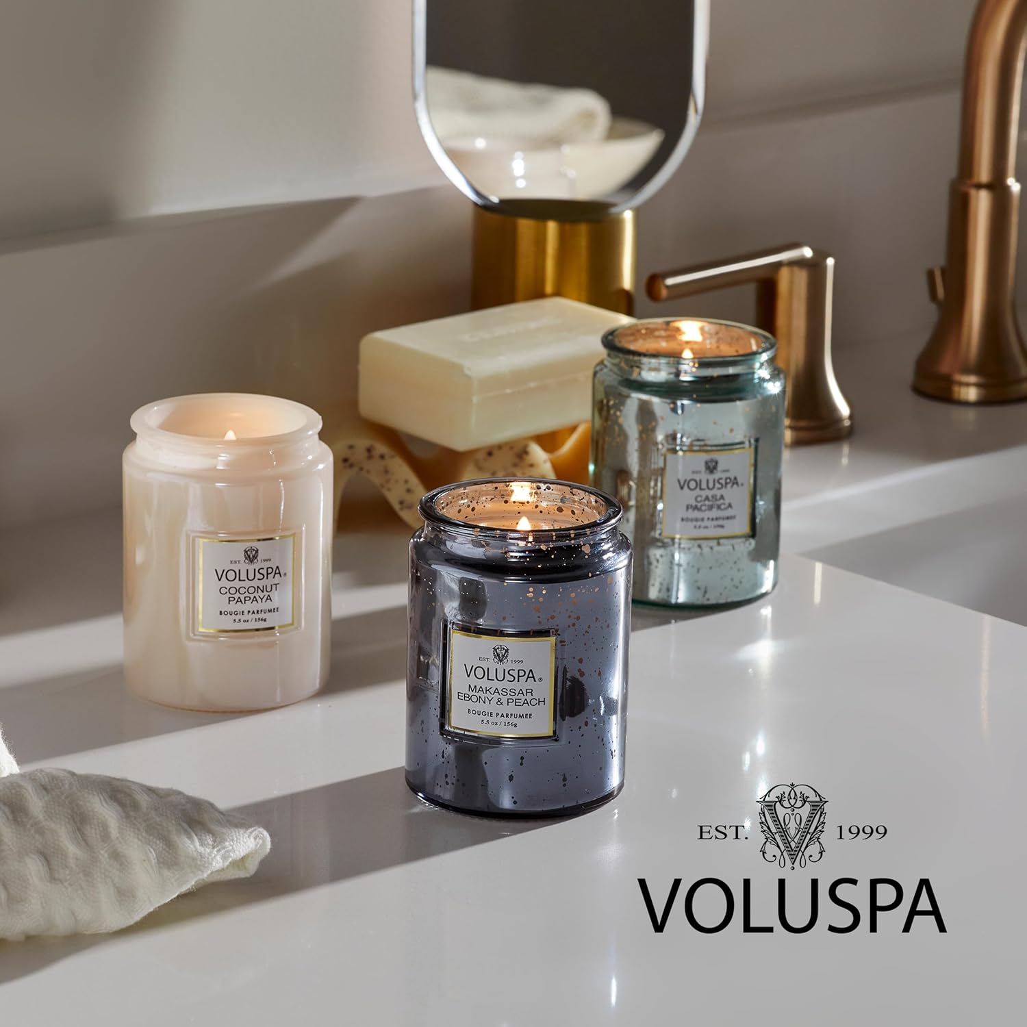 Voluspa Milk Rose, Large Candle Jar, 18 Ounce, 100 Hour Burn Time, Coconut Wax for Clean Burning, Handcrafted in the USA