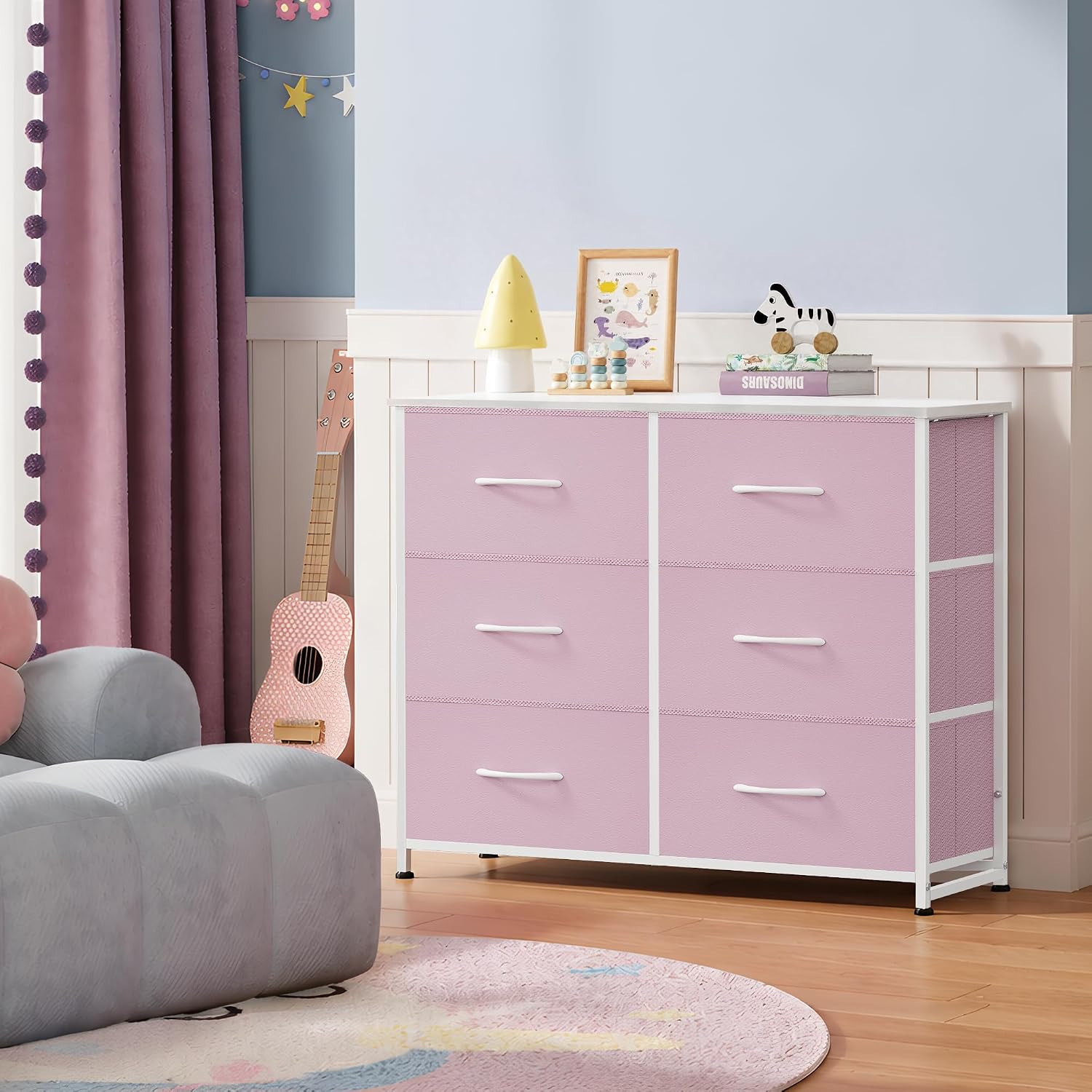 WLIVE Dresser for Bedroom with 6 Drawers, Light Grey