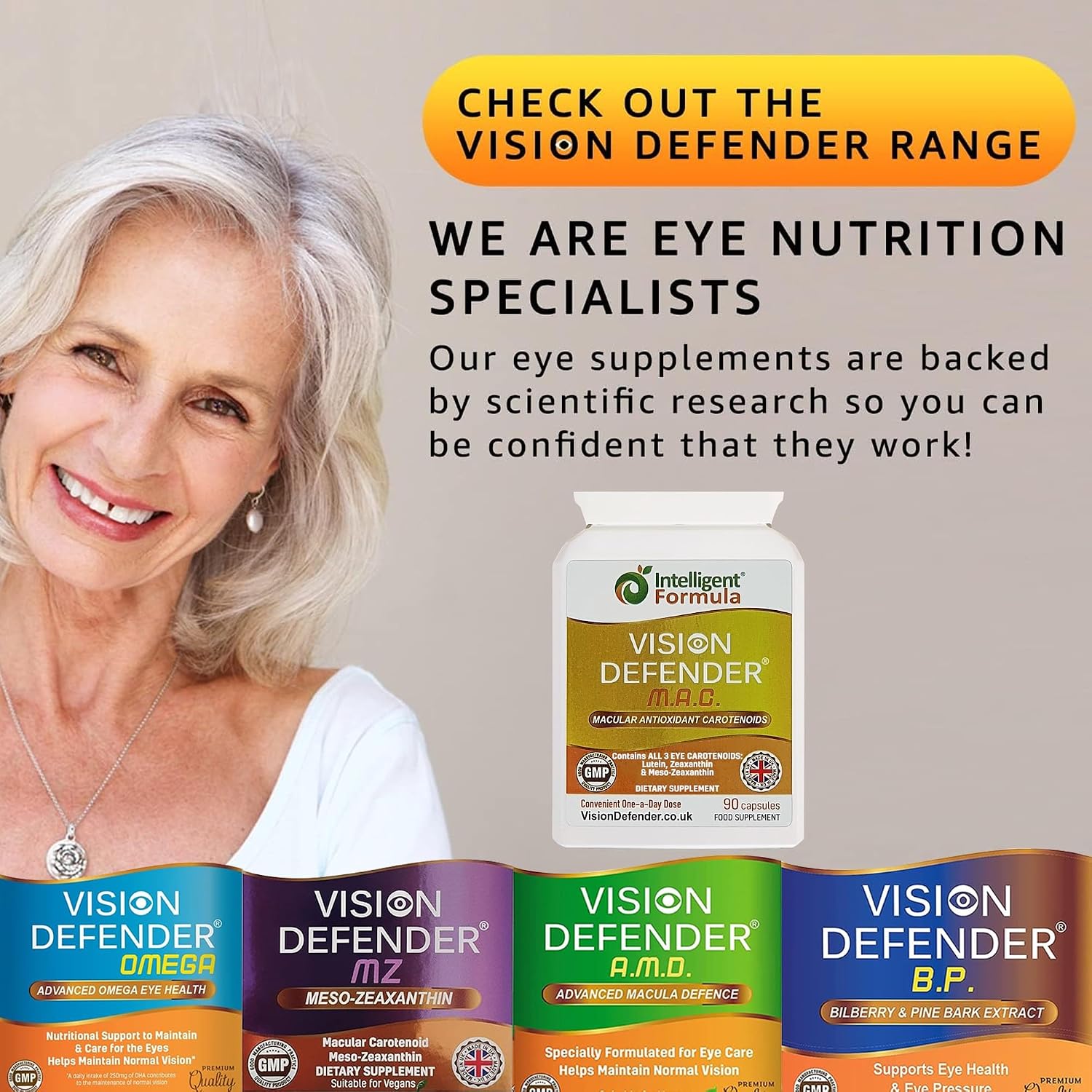 Vision Defender MAC Triple Carotenoid Eye Supplement, 3 Month 90 Capsules | Meso-Zeaxanthin, Triple Carotenoid Antioxidant, Marigold Extract