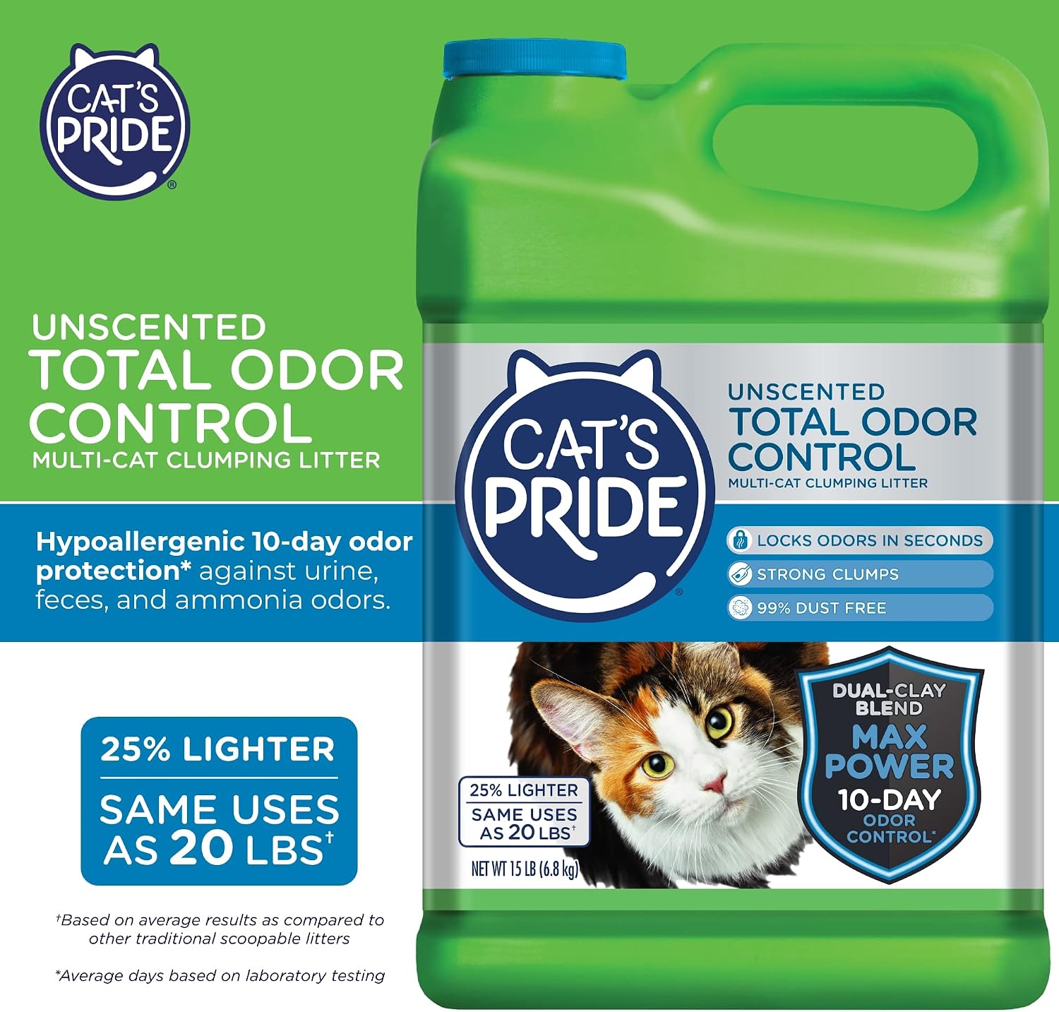 Cat's Pride Total Odor Control, Max Power, Clumping Litter Scented 15lb