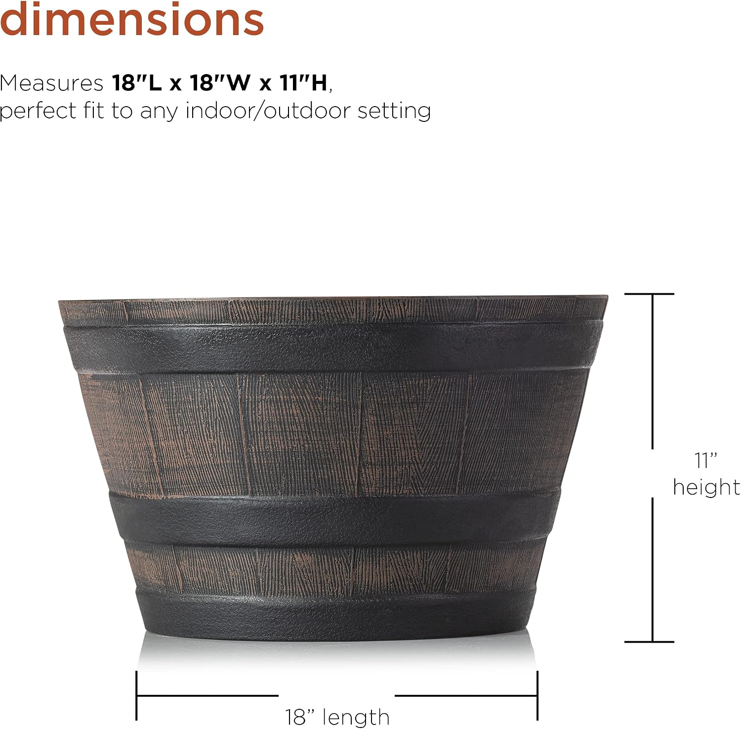 Alpine Corporation 11" Tall Indoor/Outdoor Barrel Shaped Planter