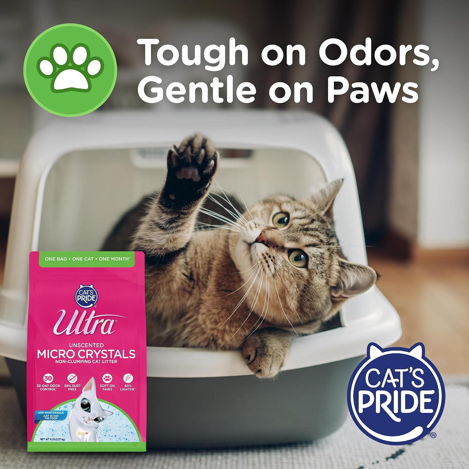 Ultra by Cat's Pride Micro Crystals Litter with 30-Day Odor Control, 5lbs