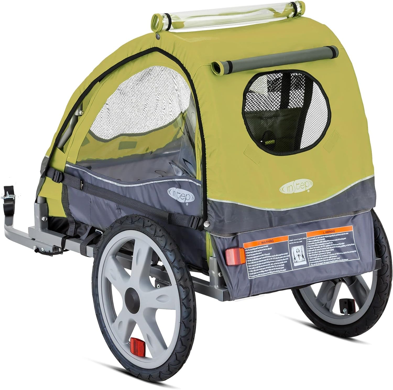 Sync Single Seat Bike Child Trailer, Max Weight 40 lbs., 5-Point Harness, Folding Frame, Quick Release Wheels, Easy Storage