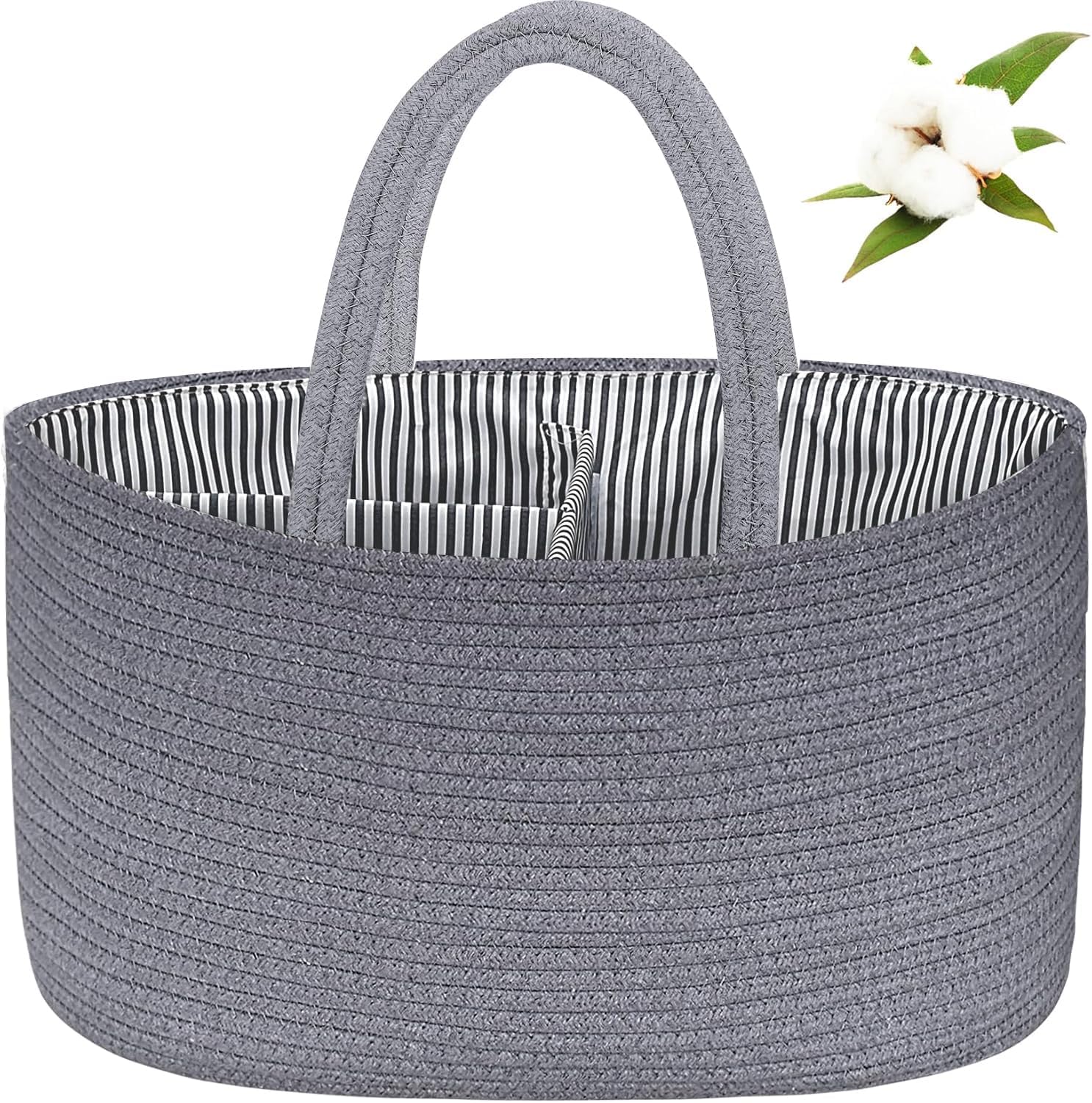 ABenkle Baby Diaper Caddy, Nursery Storage Bin and Car Organizer for Diapers and Baby Wipes, Cotton Rope Diaper Basket Caddy