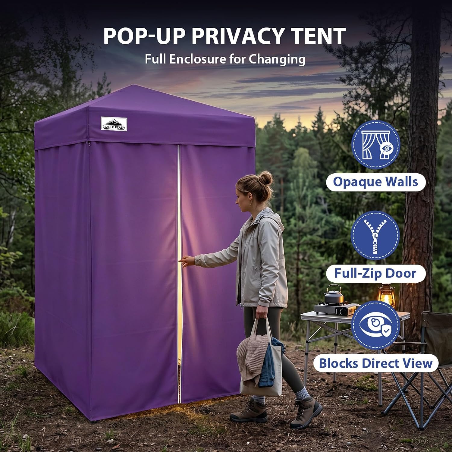 EAGLE PEAK 4x4 Pop Up Changing Tent, Outdoor Changing Room, Gray/White